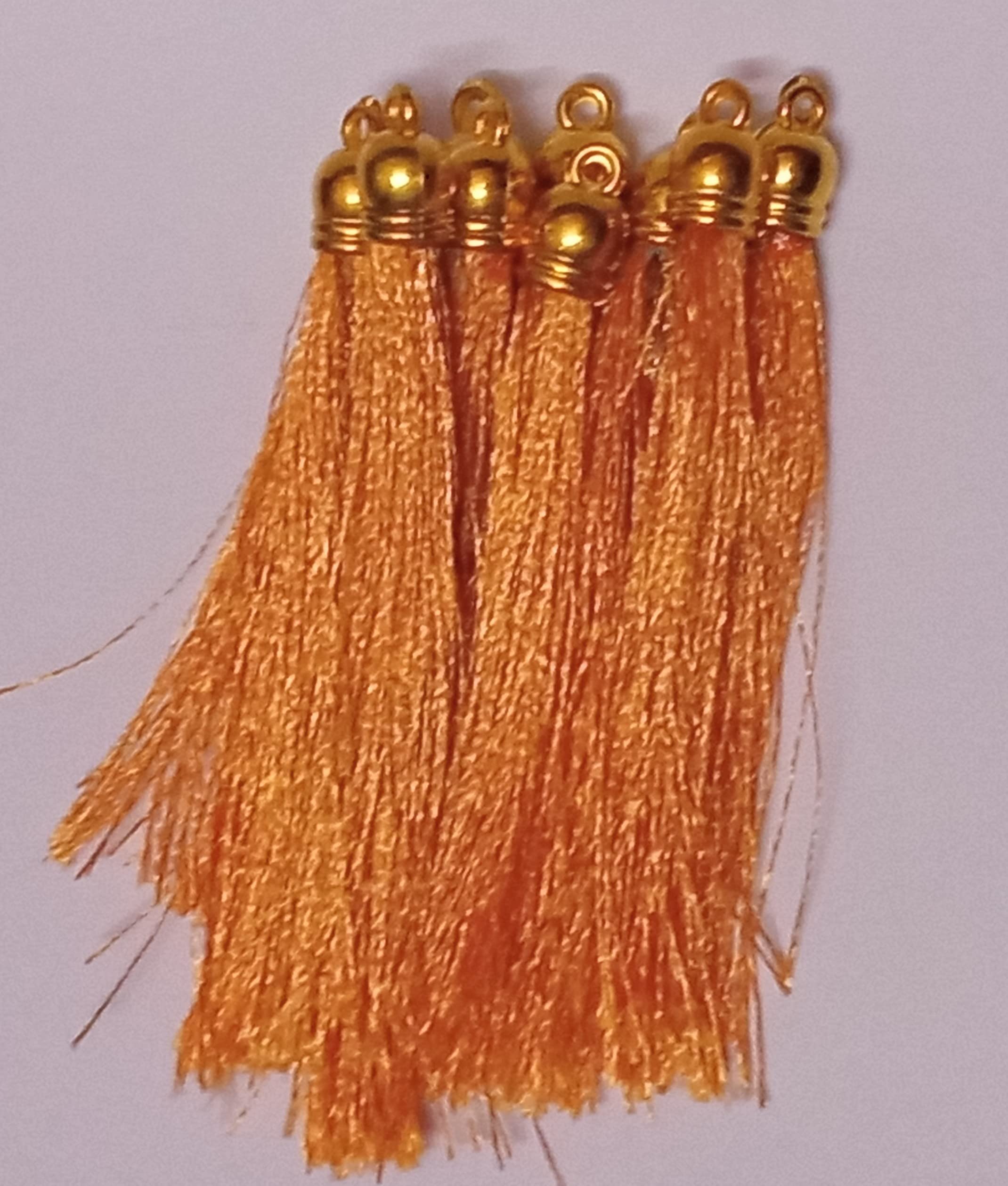 Healthy Life Kuchu & Tassels for Sarees, kuchulu for Sarees, Silky Thread Tassel Charms for Craft Good for You to DIY Pendant Pack of 12 pcs, 6 Pair (Mustard)