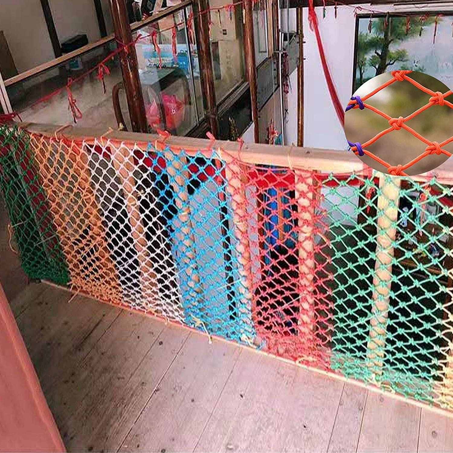 HAPPLiGNLY Outdoor Stair Safety Net, Playground Railing Rope Net Nylon Cargo Net Swing Waterproof, Color Decor Net Kids Climbing Protective Net Rope Netting (Size : 4x4m(13x13ft))