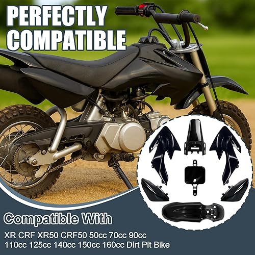 Vista 3 de Podoy CRF50 - Kit de guardabarros de cuerpo compatible con XR50 XR 50 CRF 50 SDG SSR Pit Dirt Motor Trail Bike negro con perno de plástico
