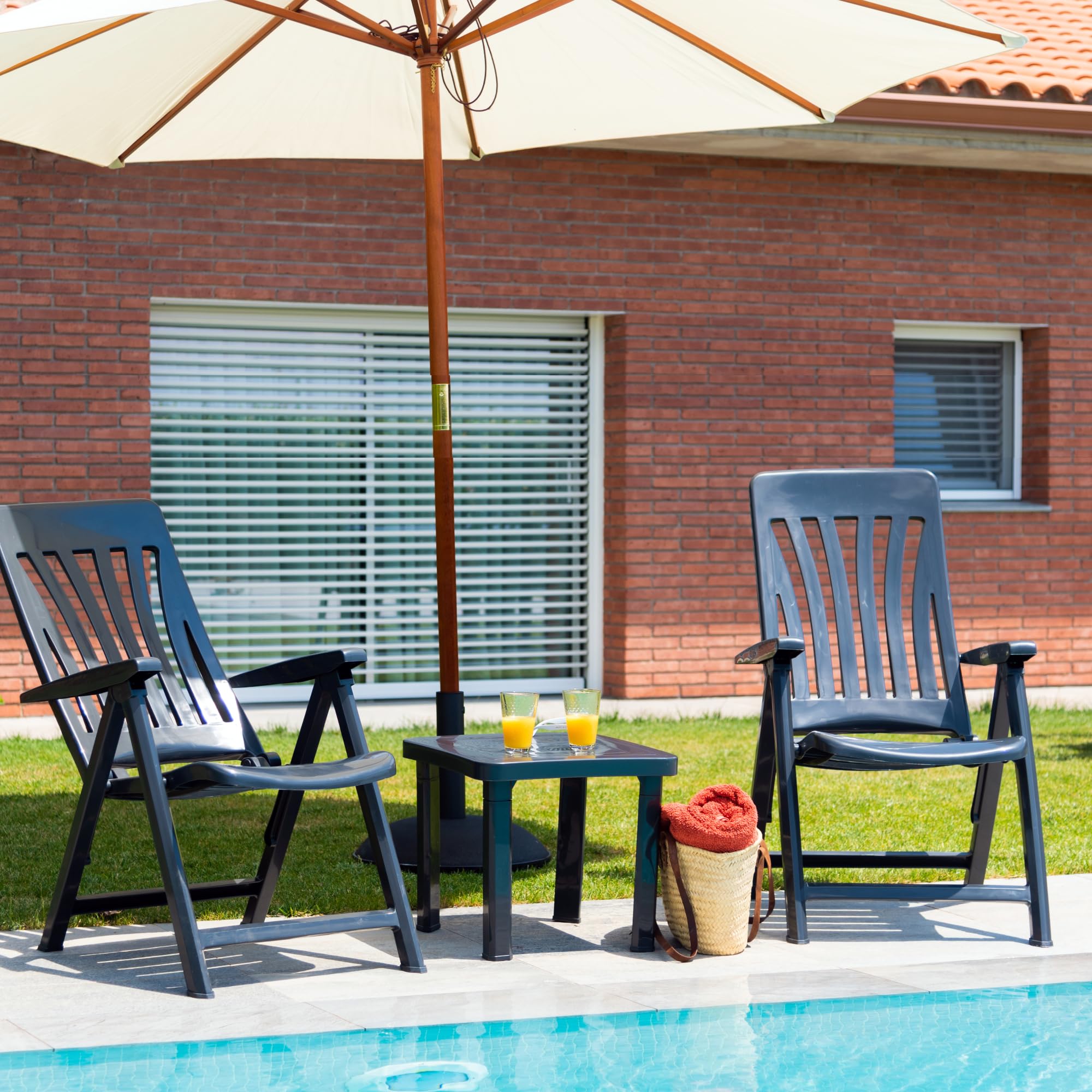 GARBAR BLANES Set 2 Silla con Brazos Multiposiciones Exterior | jardín, terraza, balcón, Playa, Piscina, Picnic, Camping, Catering | diseño, Ligero, Plegable, reclinable | Blanco