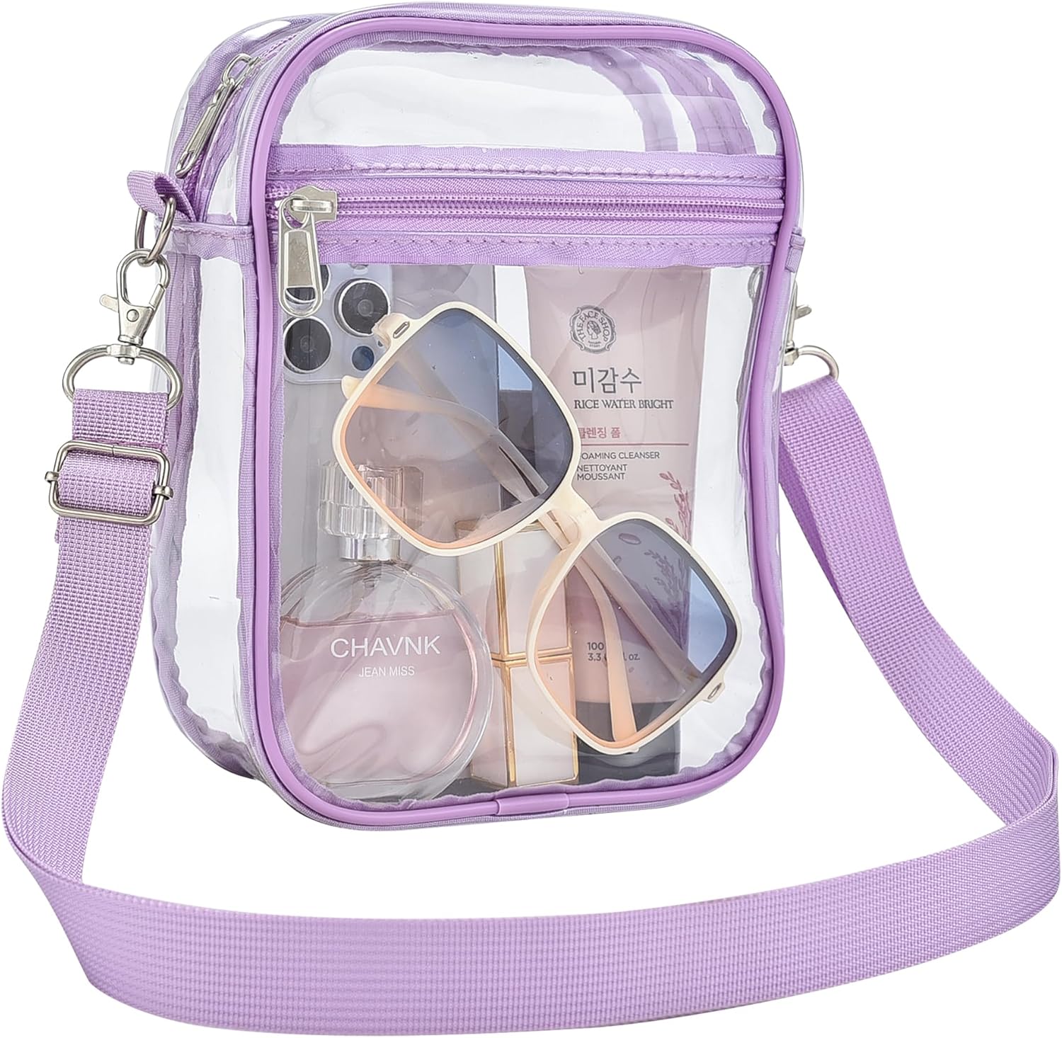 Clear Bag for Stadium Events Small Mini Clear Purse Bag for Stadium Concerts Sports Events Festivals(Light purple)