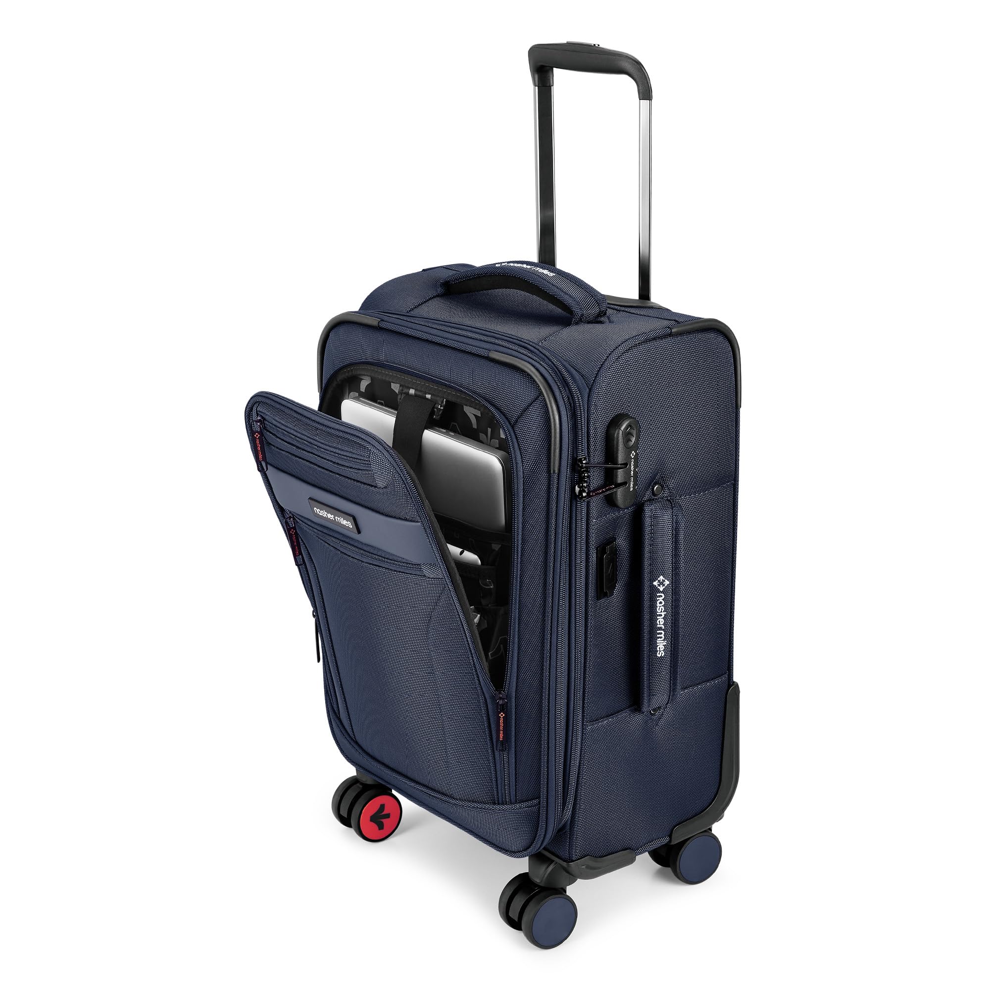 nasher miles Berlin Expander Soft-Sided Polyester Cabin Luggage 20 inch | 55cm | 8 Wheels Small Trolley Bag for Travel | Suitcase (Navy Blue)-picture-15