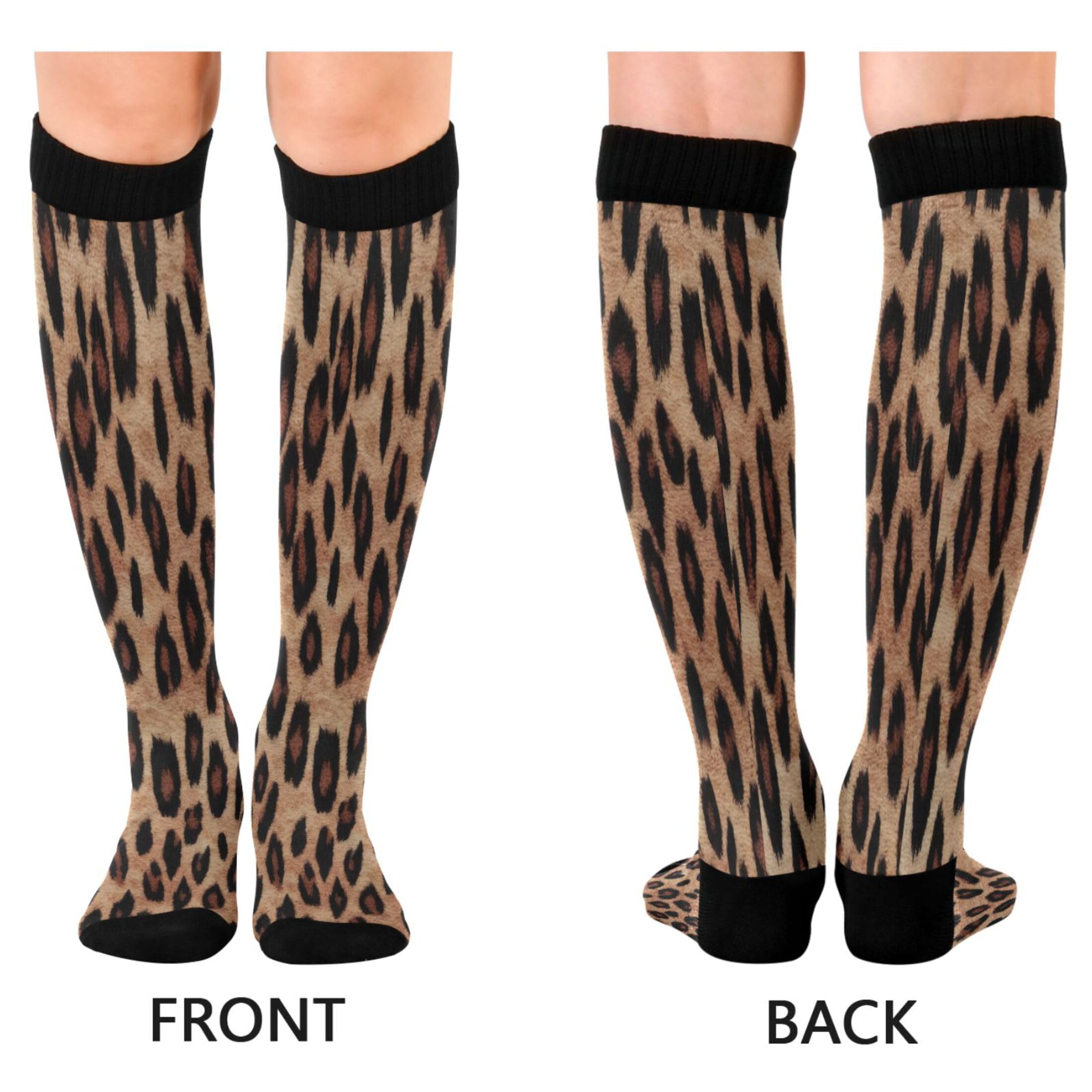 Burbuja Leopard Print Compression Socks for Women Men (20-30mmHg), Knee High Socks Circulation Support for Sport Running Hiking Nurse, 1 Pair