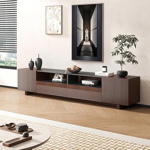 Miniatura 5 de Soporte de TV de 78.8 pulgadas con armarios de almacenamiento para sala de estar, consola multimedia, centro de entretenimiento con cajones,