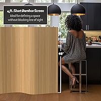 Vista 55 de Red Lantern Pantalla de onda de bambú corta de 4 pies - Blanco