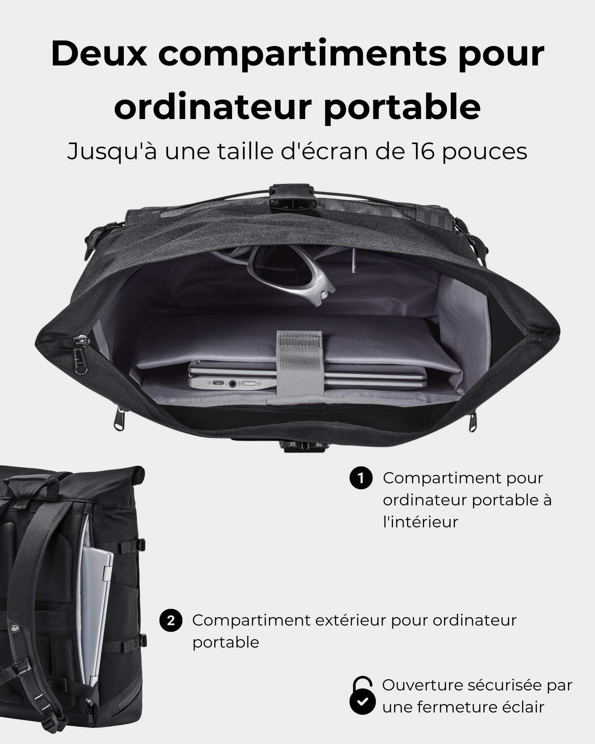 Johnny Urban Sac à Dos Homme Femme - Allen Large Move - Sac Ordinateur Portable Avec De Nombreux Compartiments - Pour Travail Voyage Loisirs Sport - Hydrofuge