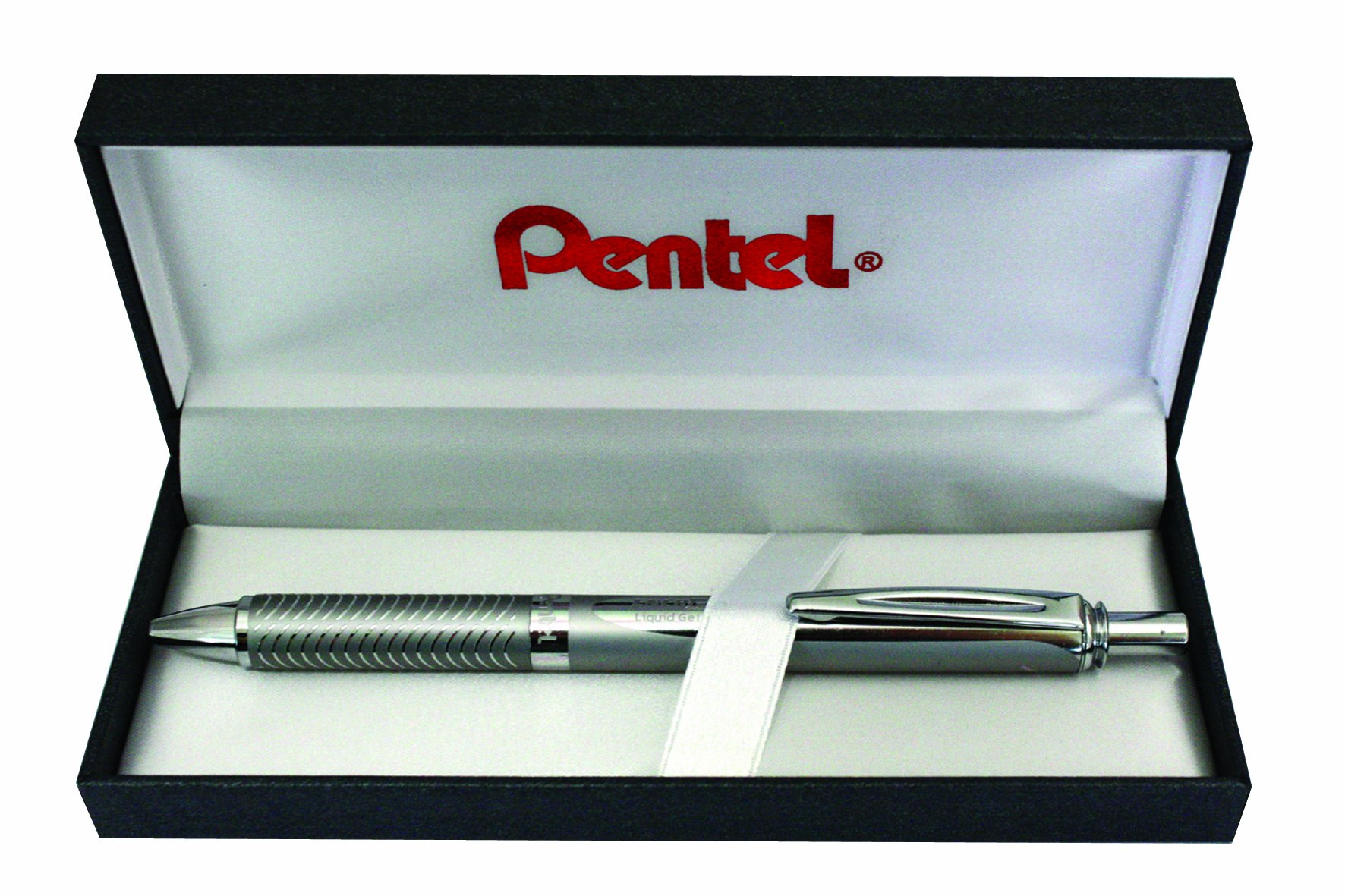 Pentel BL407P-BOX EnerGel Liquid-Gel-Roller Sterling with Silver Case, Stroke Width 0.35 mm, Ball Diameter 0.7 mm, Black