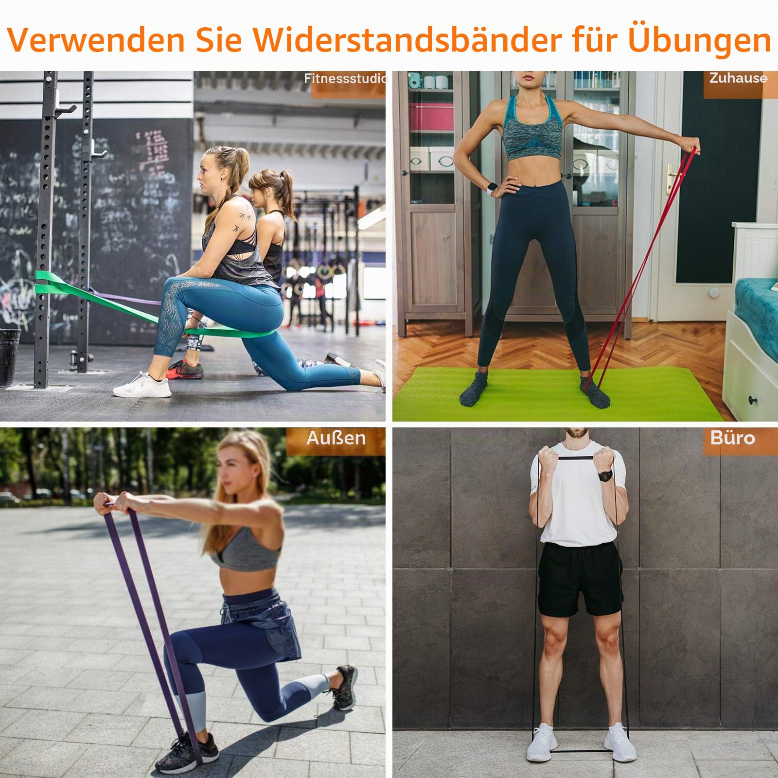 Lixada Fitnessband Widerstandsbänder Set aus Naturlatex mit Türanker Schaumstoff Griffe und Tragetasche für Krafttraining Fitness