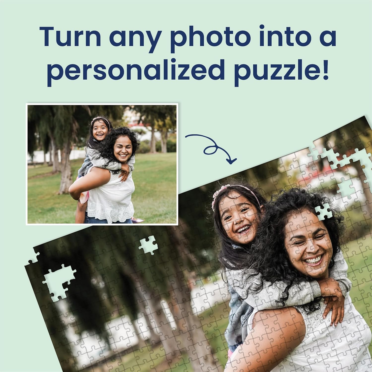 Photo Personalized Puzzle for Mother's Day | 500 Piece, Custom Jigsaw Puzzle (Horizontal/Landscape) | 20" x 16" I See Me!