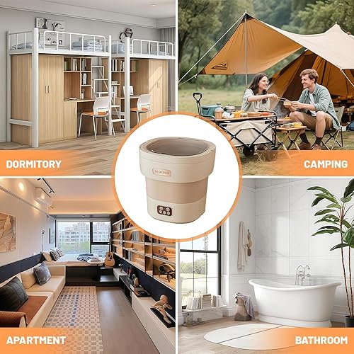 Miniatura 8 de Lavadora plegable  Mini lavadora portátil de 12 litros y secadora giratoria, con cesta de secado giratorio, limpieza profunda de ropa interior, ropa