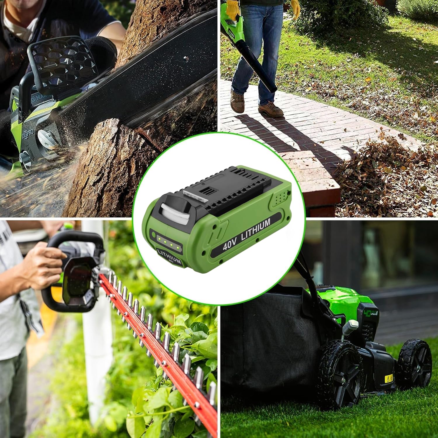 Batería de repuesto de 40 V para Greenworks 40 V 2.0 Ah, compatible con todas las herramientas eléctricas G-MAX de 40 V G40B2 G40B4 G40B5 G40B25 29462 29472 20202 20302 25312 25322 (capacidad real)