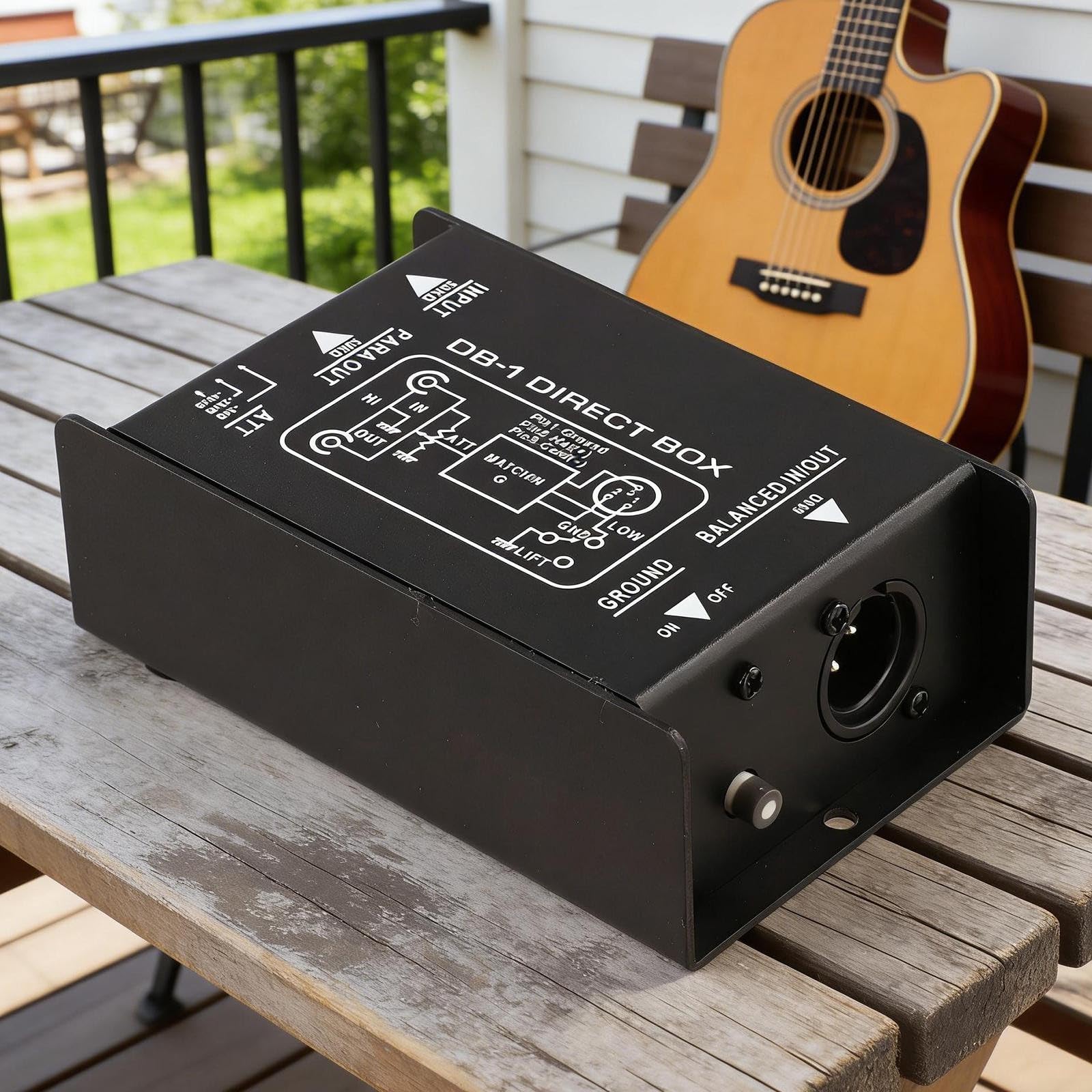 Pasywny DIBox XLR Single Channel Audio izolator do gitary basowej - redukcja szumów konwerter impedancji Studio Live Scena 12 x 7,6 cm