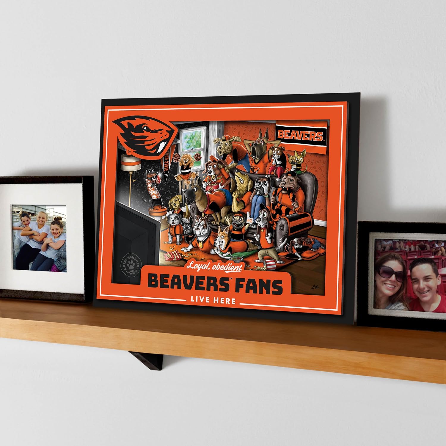 YouTheFan Officially-licensed NCAA Purebred 3D Wall Art - Humorous original hand-drawn cartoon artwork, multi-layer, funny gift, indoor team decor