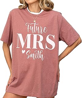 Future Mrs Shirt, Women's Wedding Bridal Graphic Tee, Personalized Bride T-Shirt with Custom Last Name