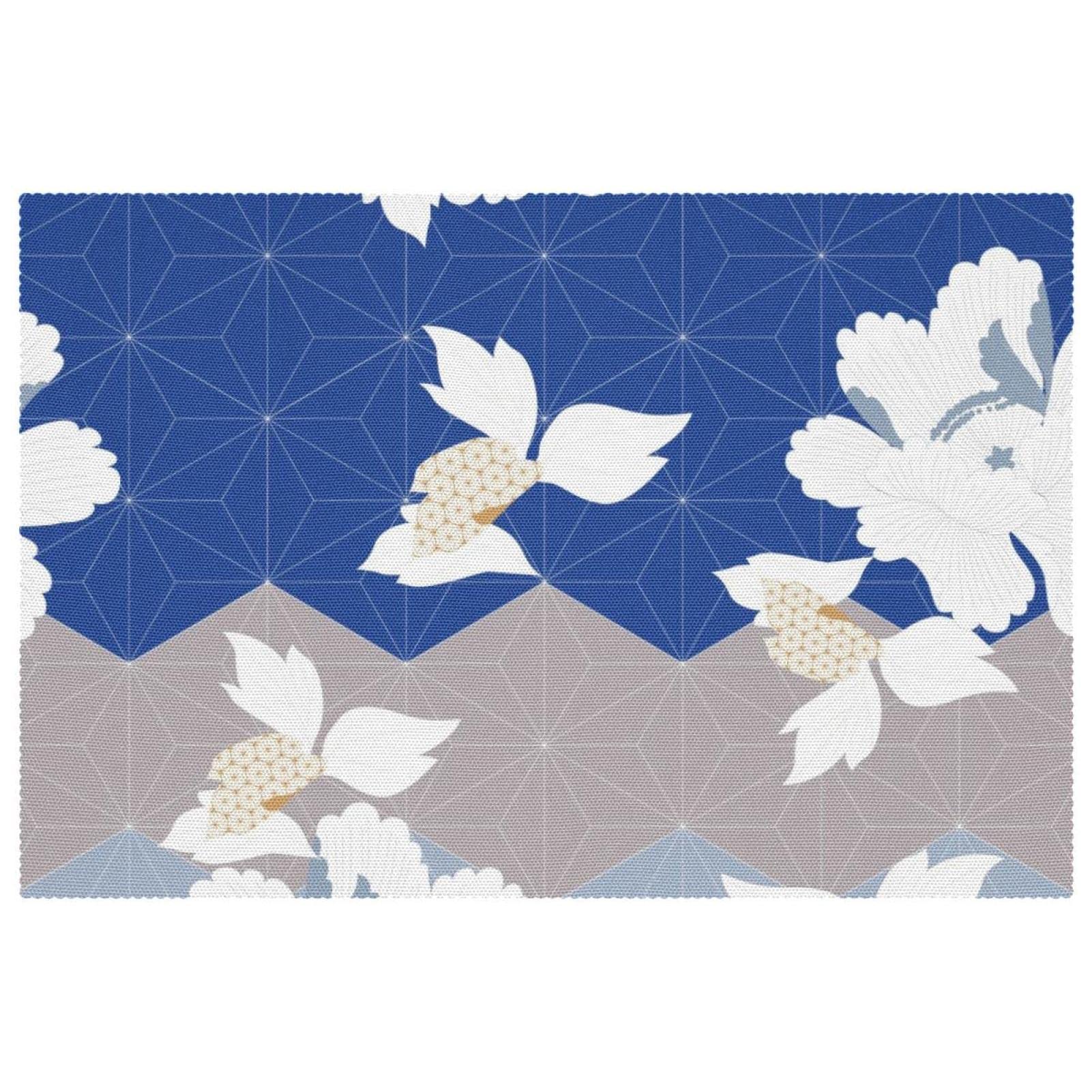 Set de table antidérapant motif pivoine japonaise résistant chaleur lot de 6