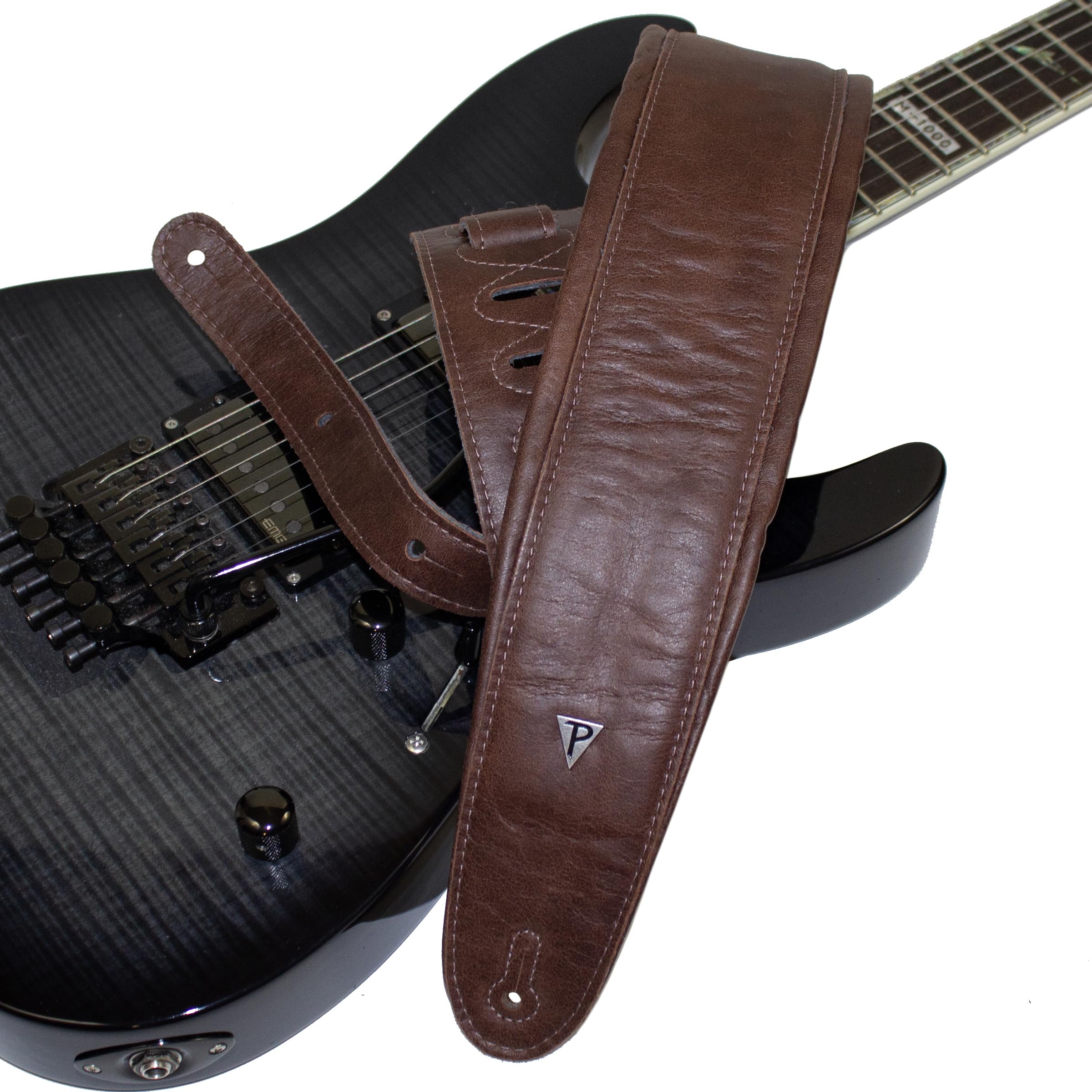 Perri's Leathers Ltd. – Correa de guitarra de cuero acolchada – Longitud ajustable – Para guitarras eléctricas, acústicas y bajos – Marrón trufa – Hecho en Canadá