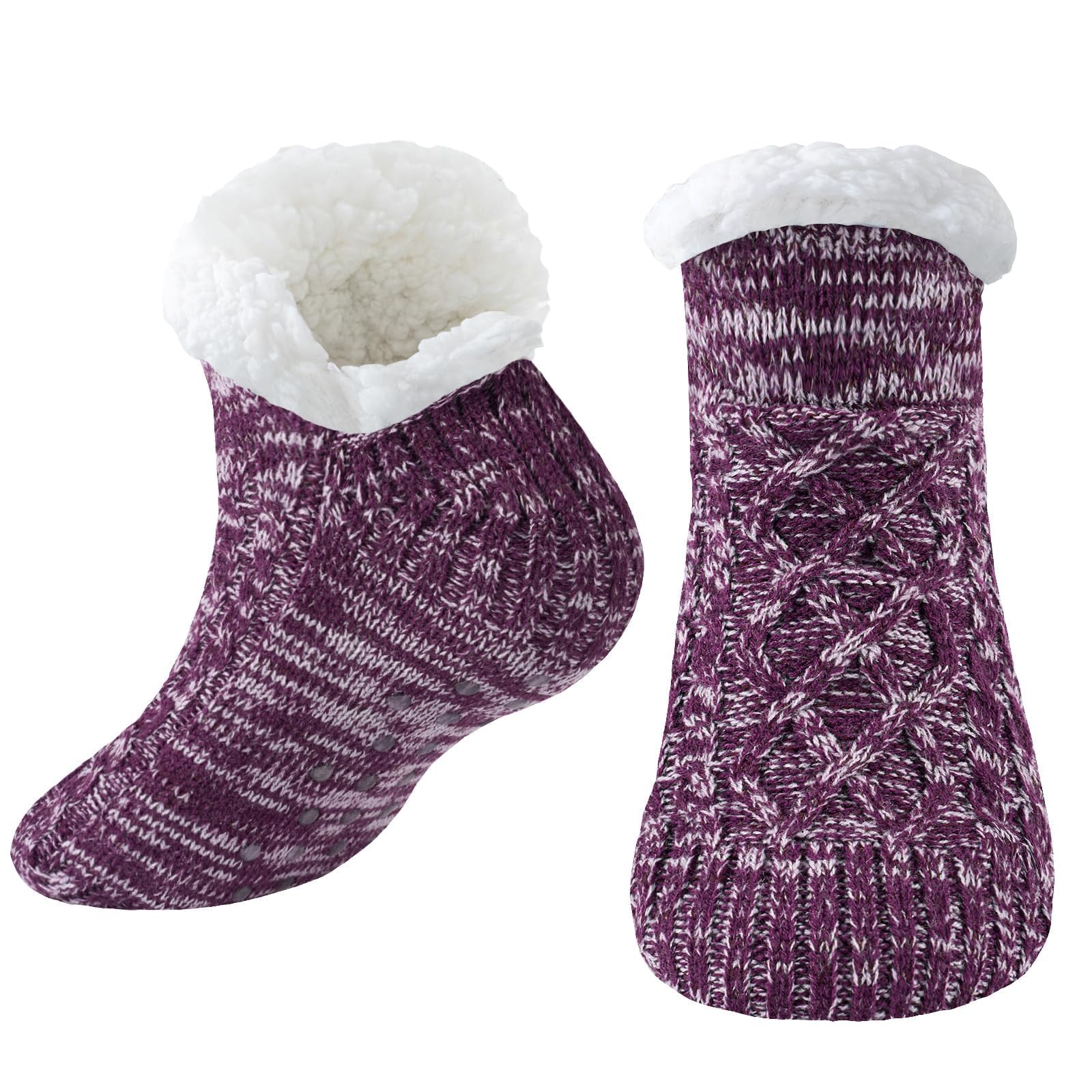 Niorasen Kuschelsocken Damen Herren, Dicke Flauschige Socken mit Greifern， Weiche Warme Winter Hüttensocken Haussocken Stoppersocken, Frauen Geschenk Geburtstag, EU 36-44, 1 Paar
