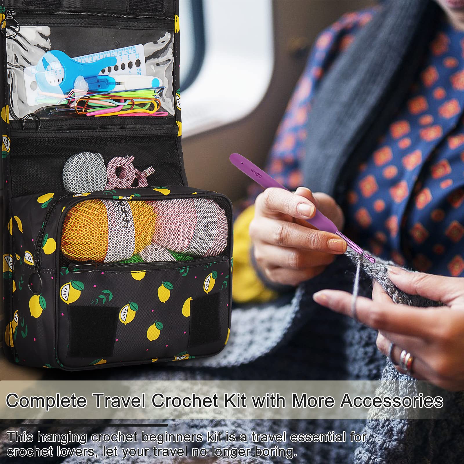 Bernat Baby Blanket Yarn Coopay Crochet Kit Portable Crochet Set With Yarn, Crochet Hooks Erg Knitting Kit