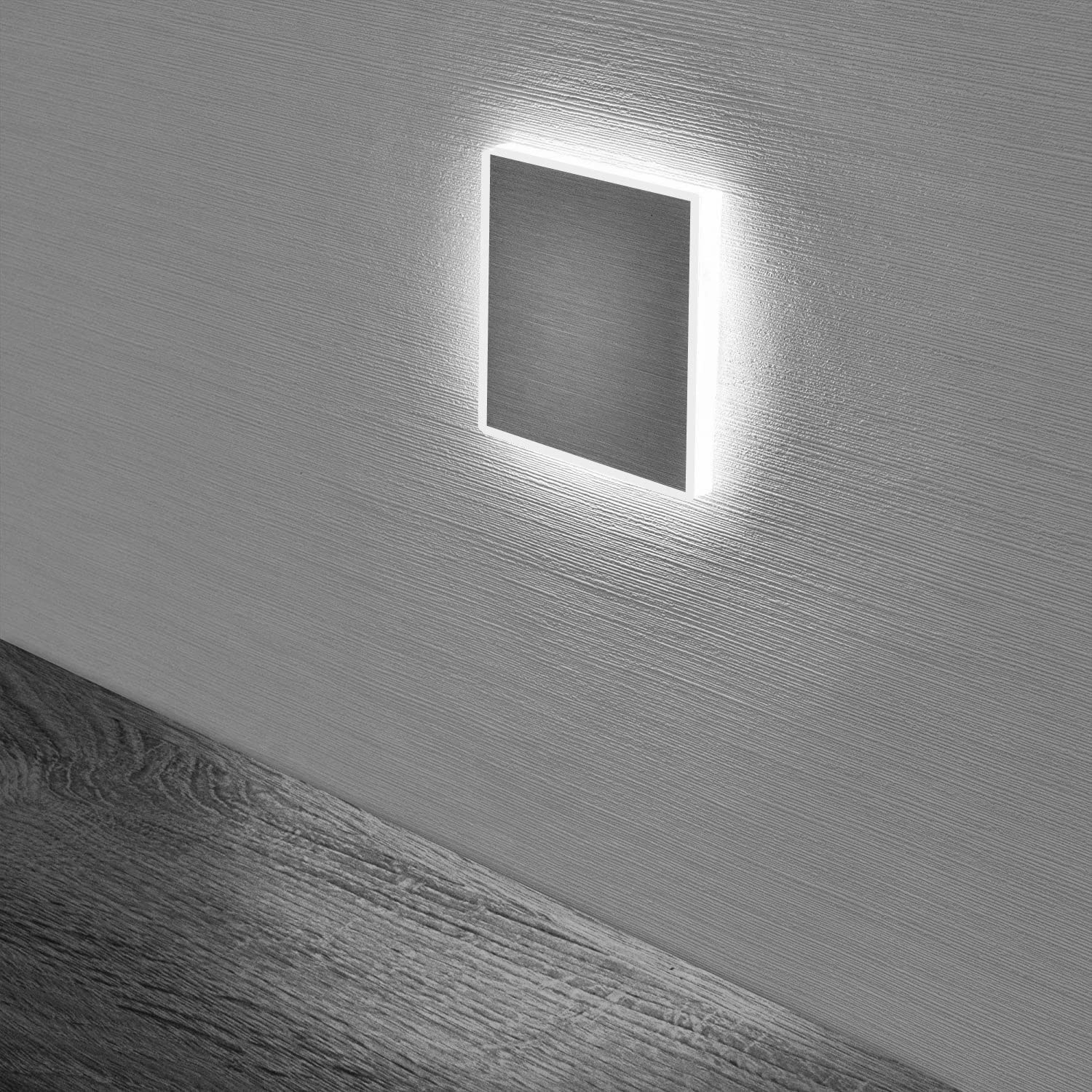Luz de pared LED cuadrada Luces empotradas para cubierta Lámpara de pared interior Luces nocturnas de aluminio de 3 W Luz de paisaje Compatible con escalones y caminos de escaleras, lámpara de pared