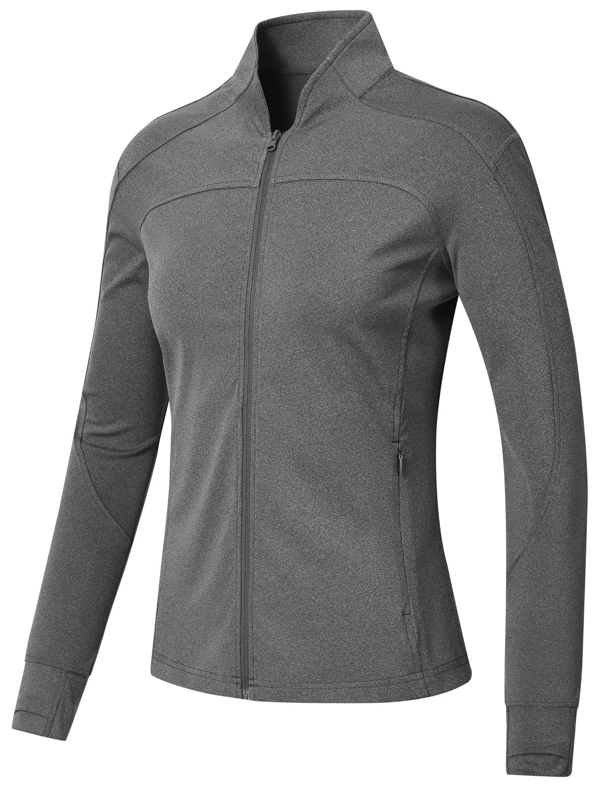 BGOWATU Women's Workout Jacket Lightweight Zip up Running Athletic Jackets with Thumb Holes — view 16