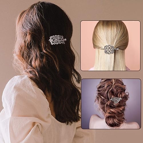Miniatura 6 de 6 piezas vintage plateadas celtas para el cabello, horquilla de nudo celta para el cabello, pasador creativo para el cabello, pinzas de metal para