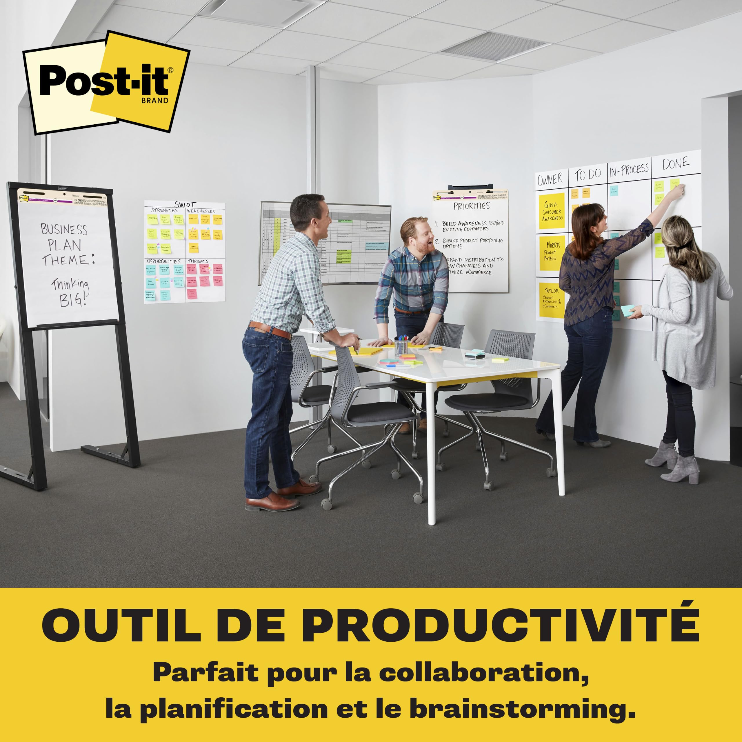 Post-it Super Sticky Blocs Paperboard 2 + 1 GRATUIT (63,5 cm x 76,2 cm)