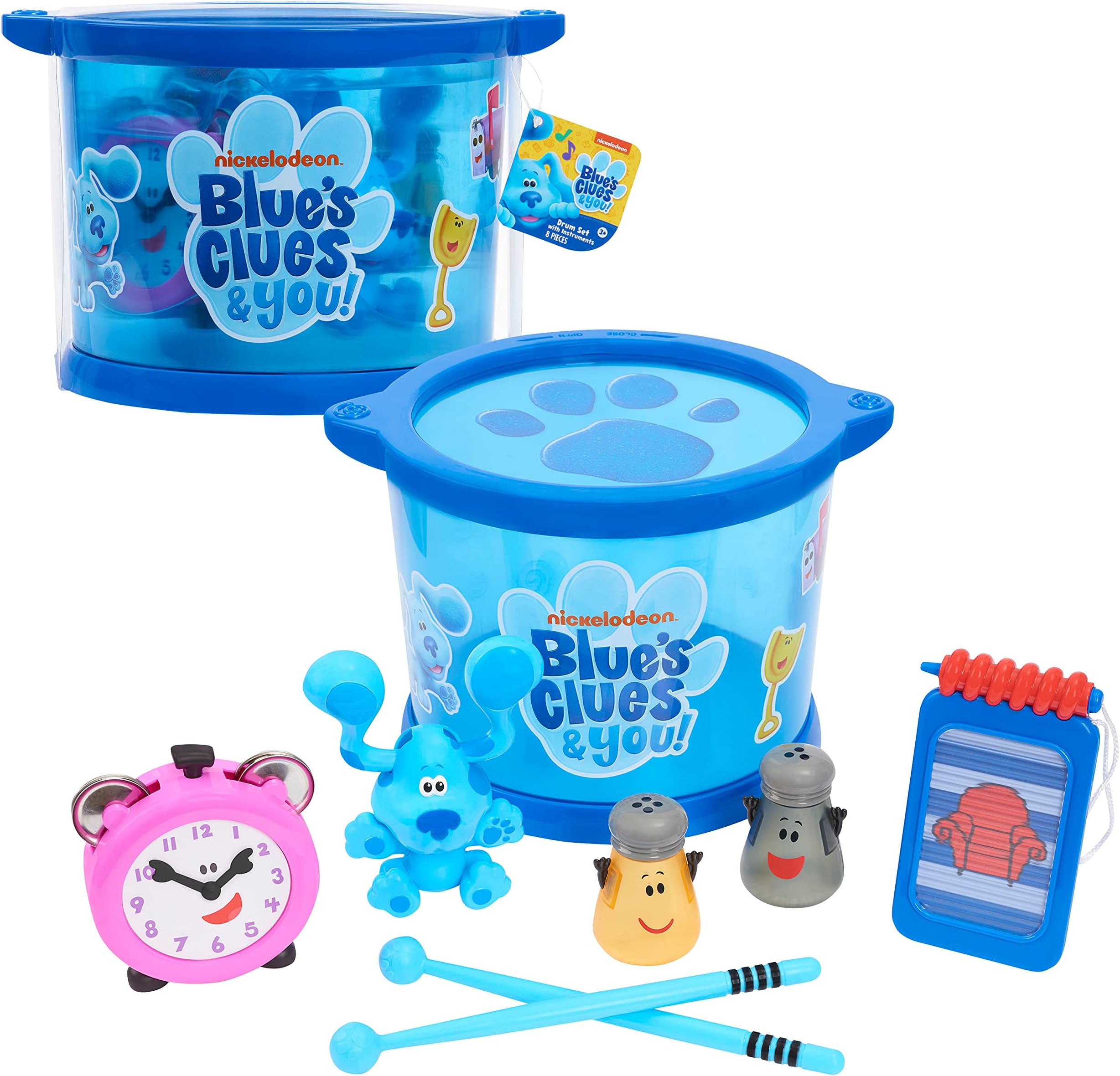 Blue's Clues & You! Musical Drum Set, Kids Toy Instruments, Drum, Tambourine, Washboard, Clackers, Shakers, Kids Toys for Ages 3 Up by Just Play