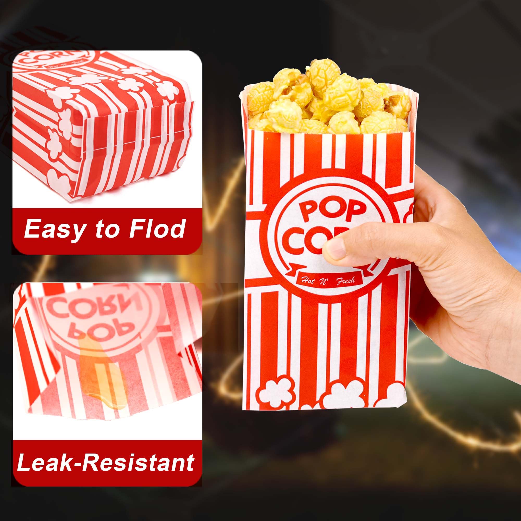 Homrelaxy 1600 Stück Popcorntüten aus Papier, 28 ml, einzelne Portionen, Bulk-Popcorn-Hüllen für Pop-Mais-Maschine, Filmabend, Kino, Karneval, Party, Konzessionen