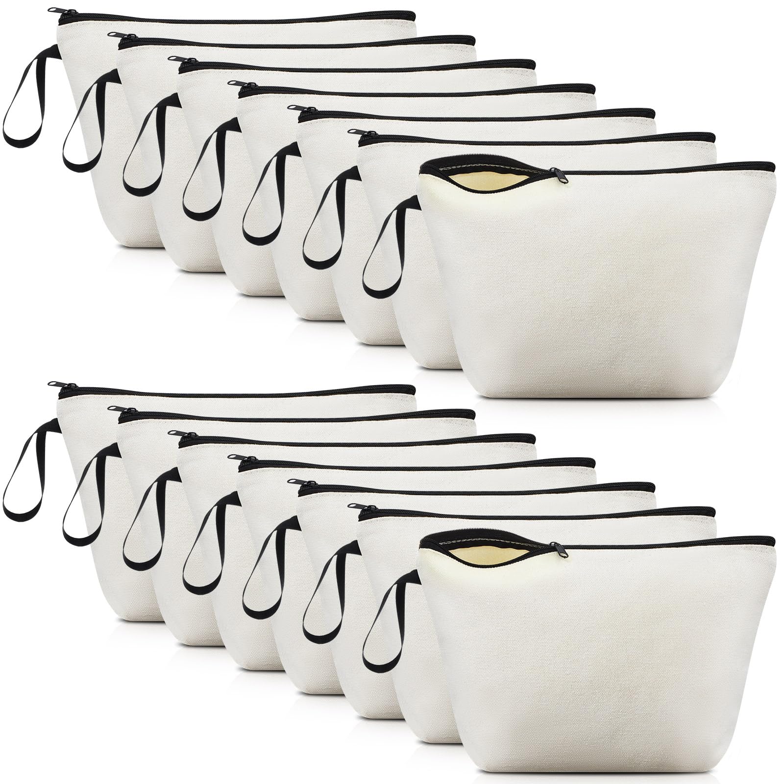 Xuniea 14 Pezzi Borse Portaoggetti in Tela Borsa Cosmetica Vuota in Tessuto Fai da te Astuccio da Colorare Regalo per Donna Natale (Bianco)