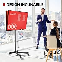 Stand TV mobil AOKCOS pentru ecrane de 32-65 inchi, înclinabil, cu înălțime reglabilă, montare pe podea, VESA max 400x400, susține până la 40 kg 2