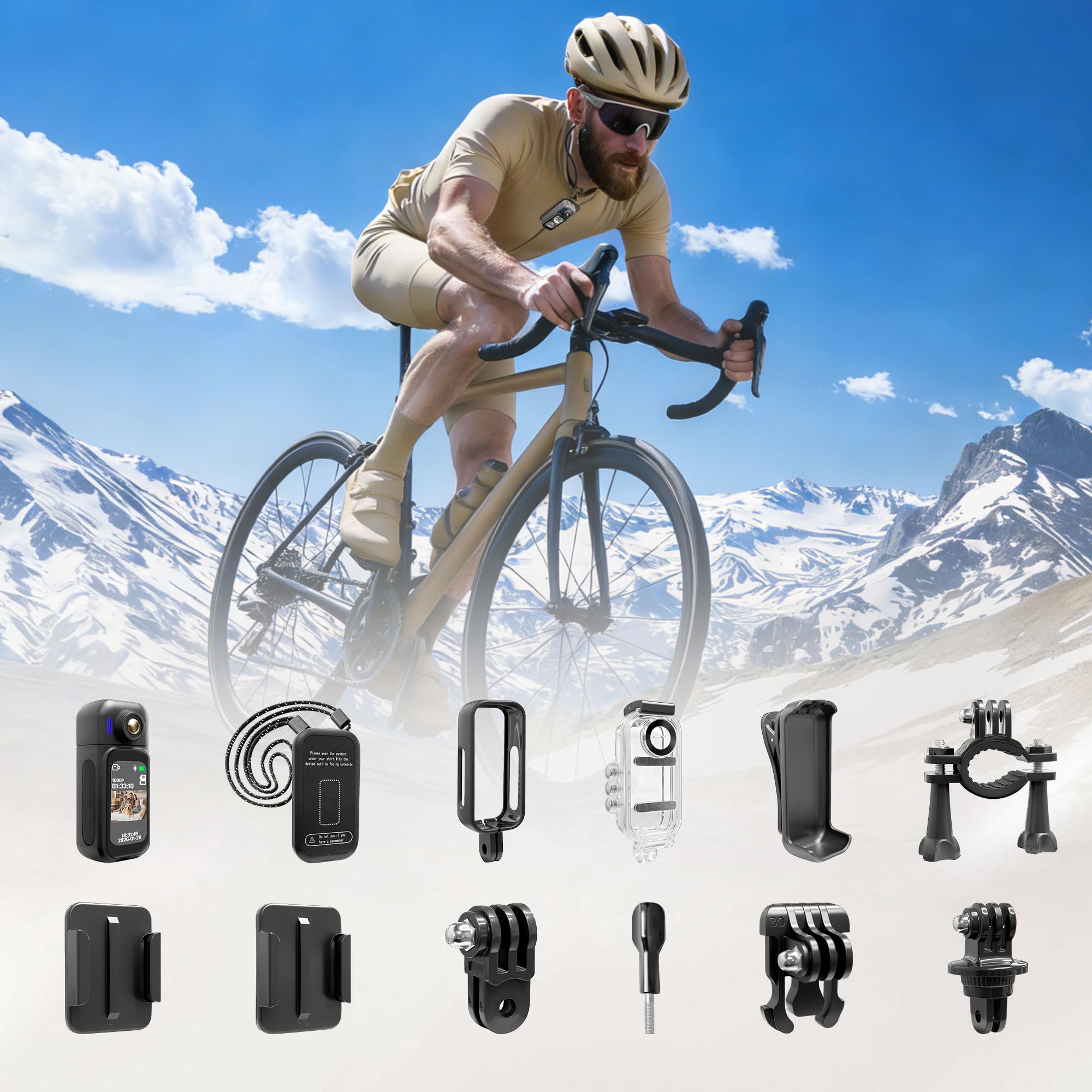 Action Cam,Bodycam 1080P,Mini Action Camera,Telecamera Sportiva Impermeabile 30M,Telecamera portatile,Display Touchscreen da 1,47'' Videocamera da Casco per Motociclista