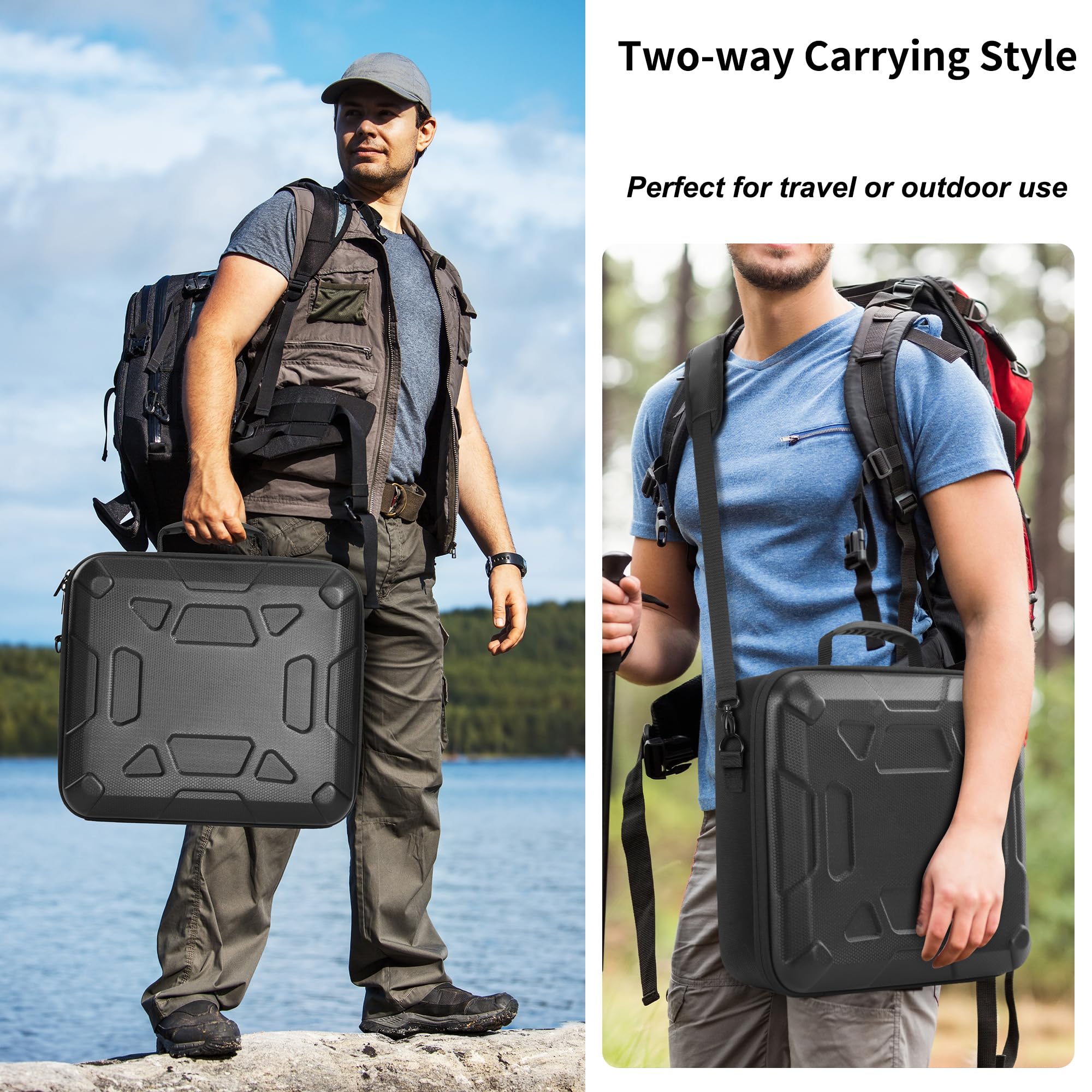 Funda rígida de viaje compatible con Starlink Mini, bolsa protectora de EVA con correa de hombro para Mini Star Link, soporte, adaptador de tubería, cables, adaptador de corriente (negro)