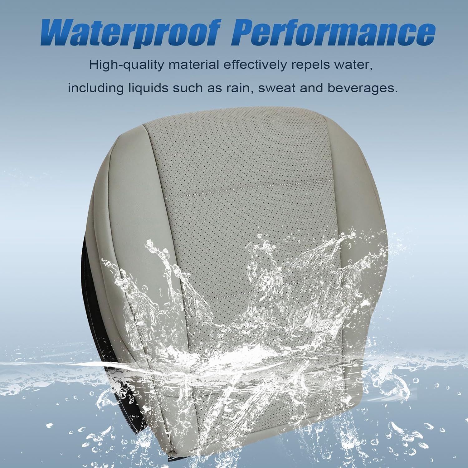 SecosAutoparts Driver & Passenger Side Bottom Replacement Perforated Gray Leather Seat Covers Compatible with Mercedes Benz C230 2005 2006 2007