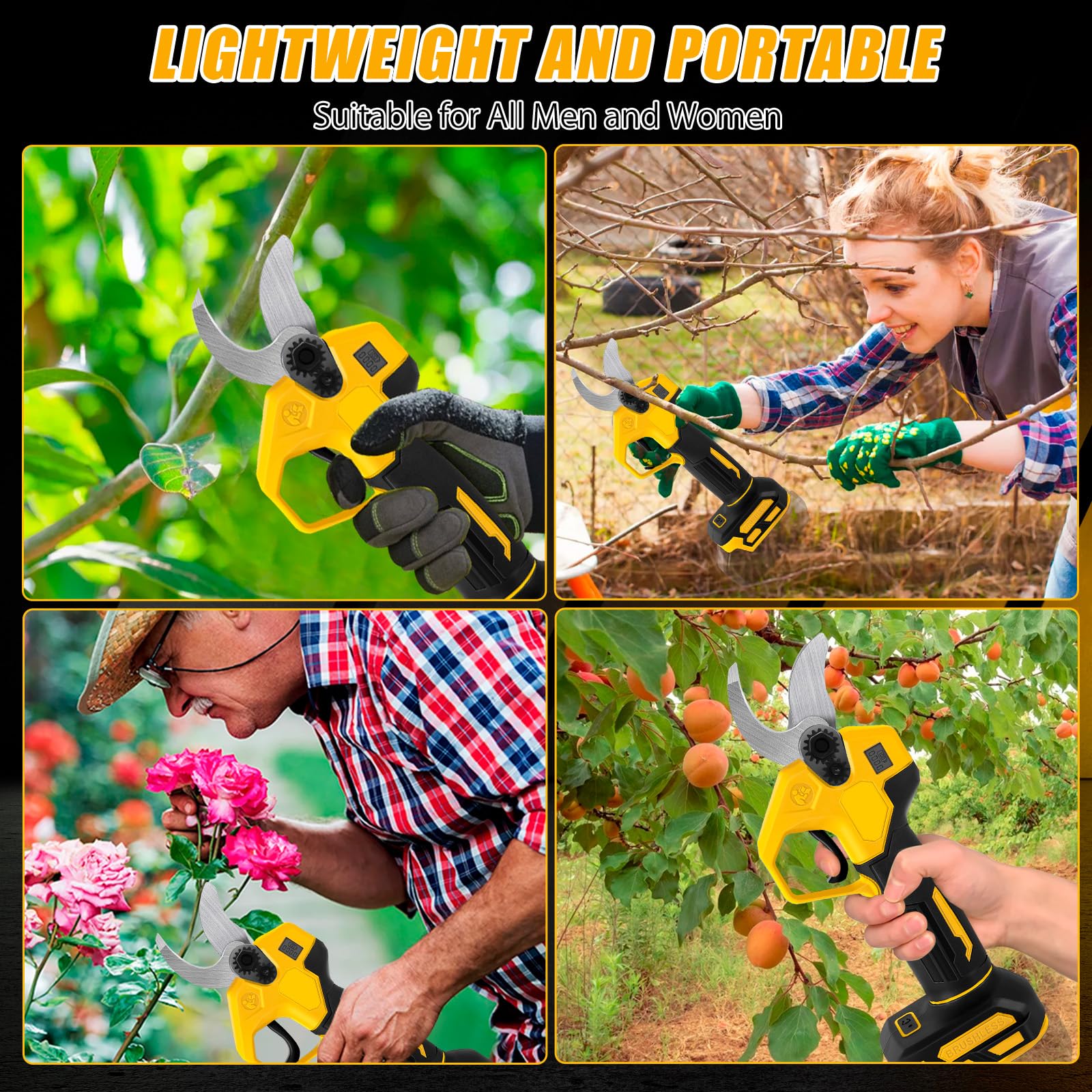 Tijeras de Podar a Batería para Dewalt 20V (sin Batería) | Podadora Eléctrica sin Escobillas, 2 Velocidades, Pantalla Digital, Corte 30 mm, Piedra de Afilar y Cuchillas