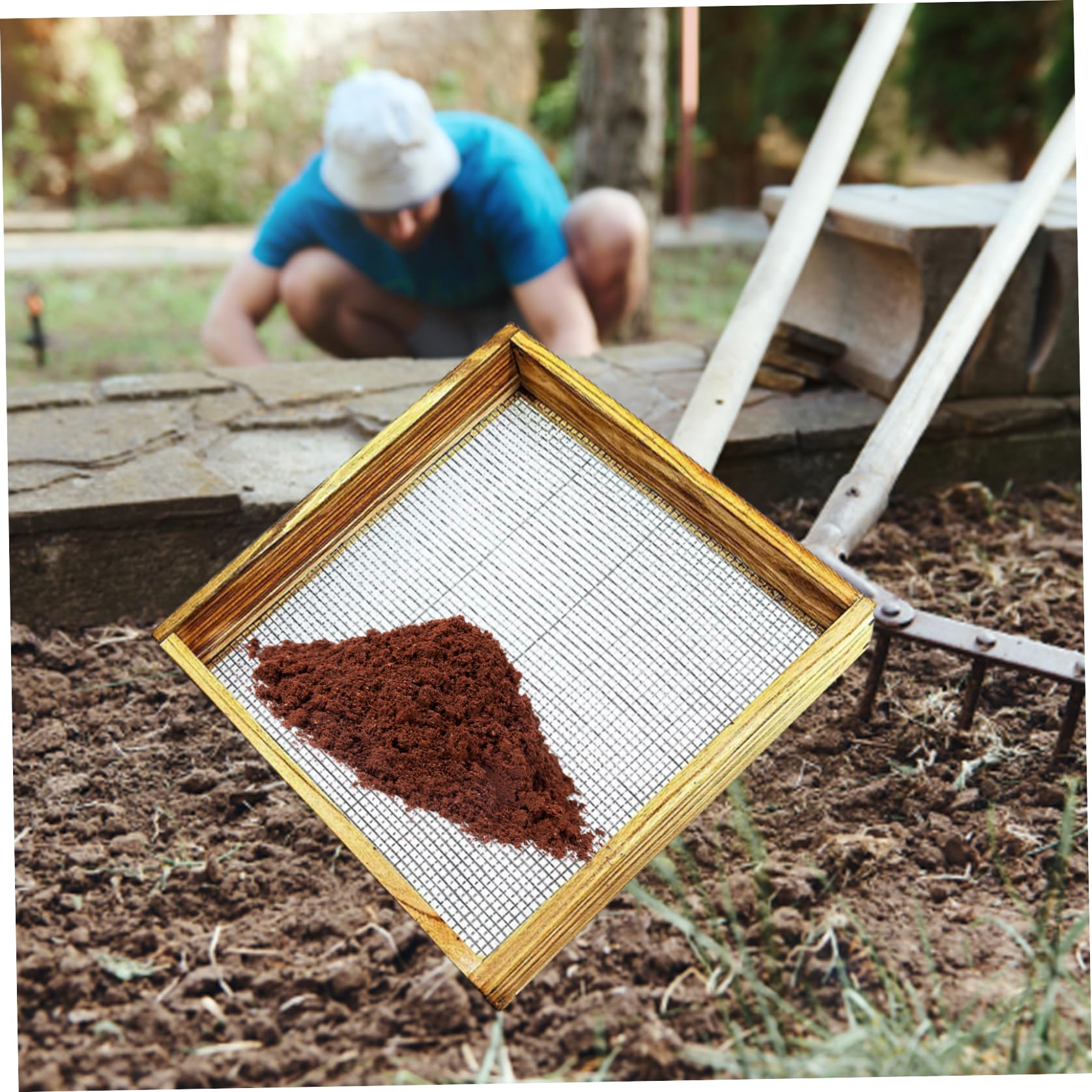 Setaccio da giardino Setaccio per terreno Maglia macinata Pietra Sabbia Attrezzo da giardinaggio per setacciare compost Terreno sporco Foglie