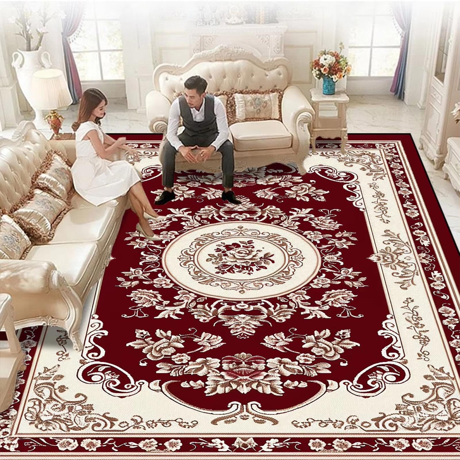 Tapis de salon de luxe européen grand tapis doux chambre et table basse 180x250cm