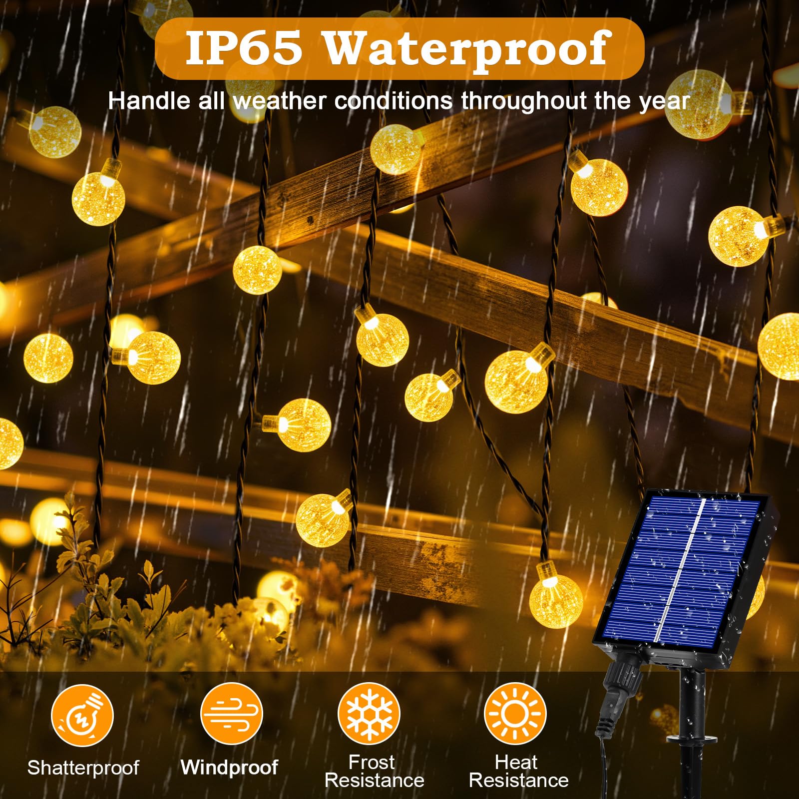 Realky Solar-Lichterkette für den Außenbereich, 200 LEDs, für Garten, Terrasse, Party
