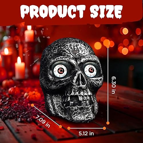 Miniatura 3 de Calavera que se activa con movimiento con ojos brillantes y sonidos espeluznantes - Decoración para Halloween