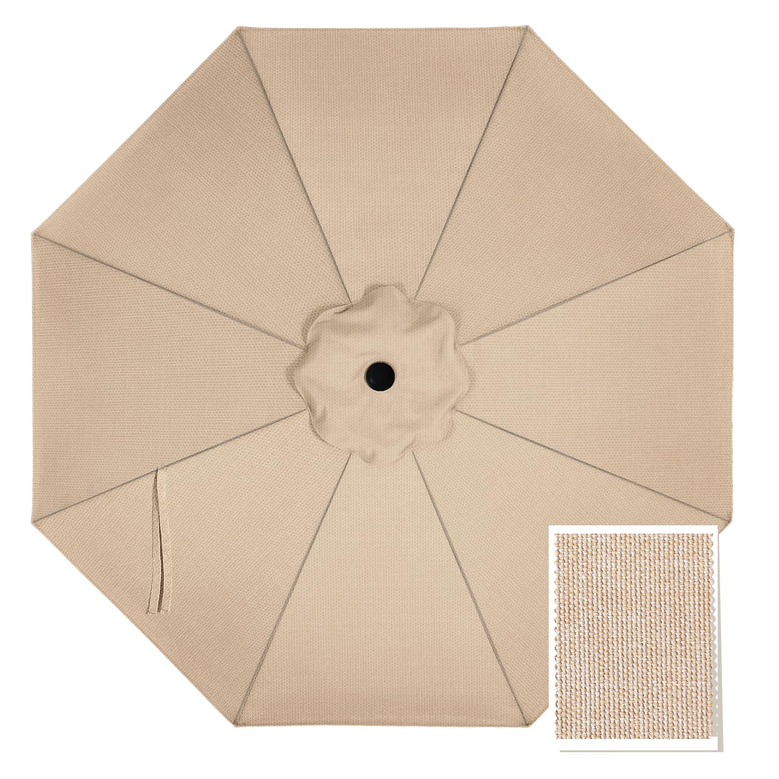 Photo 1 of MASTERCANOPY 5-Year-Non-Fading Olefin 9FT Patio Umbrella Replacement Canopy-Beige Canopy Only