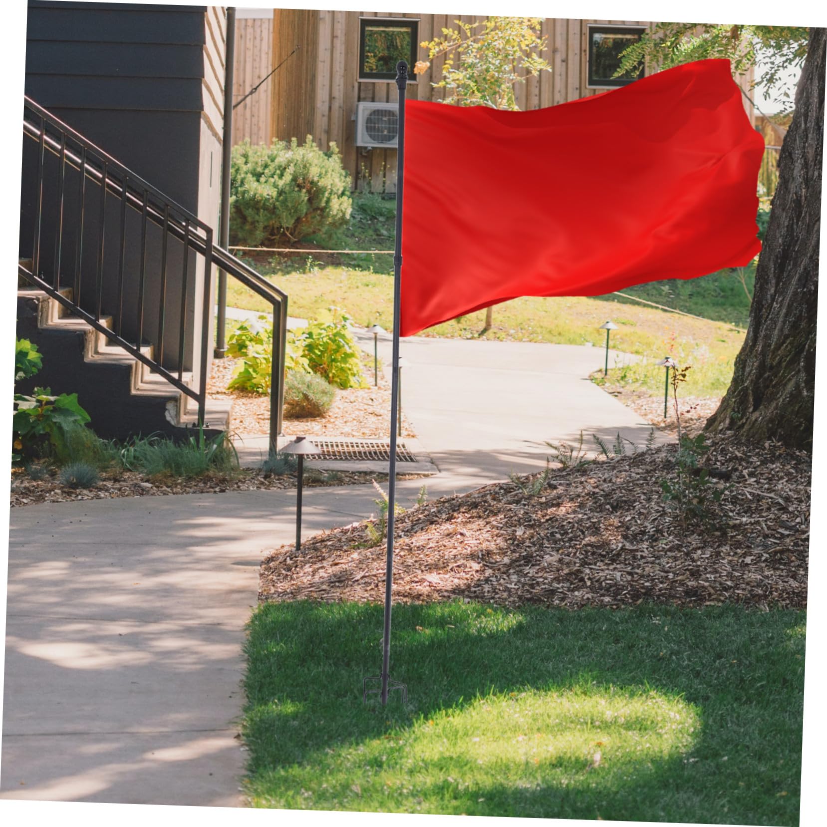Mât de Drapeau au Sol en Acier Inoxydable avec Base à 5 Branches