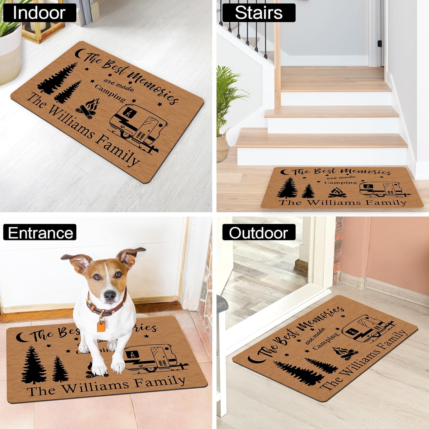 Custom Welcome Doormat for Camper - Personalized Camping Rug RV Welcome Mat with Family Name - Camper Accessories for Inside Outside(30"x18")