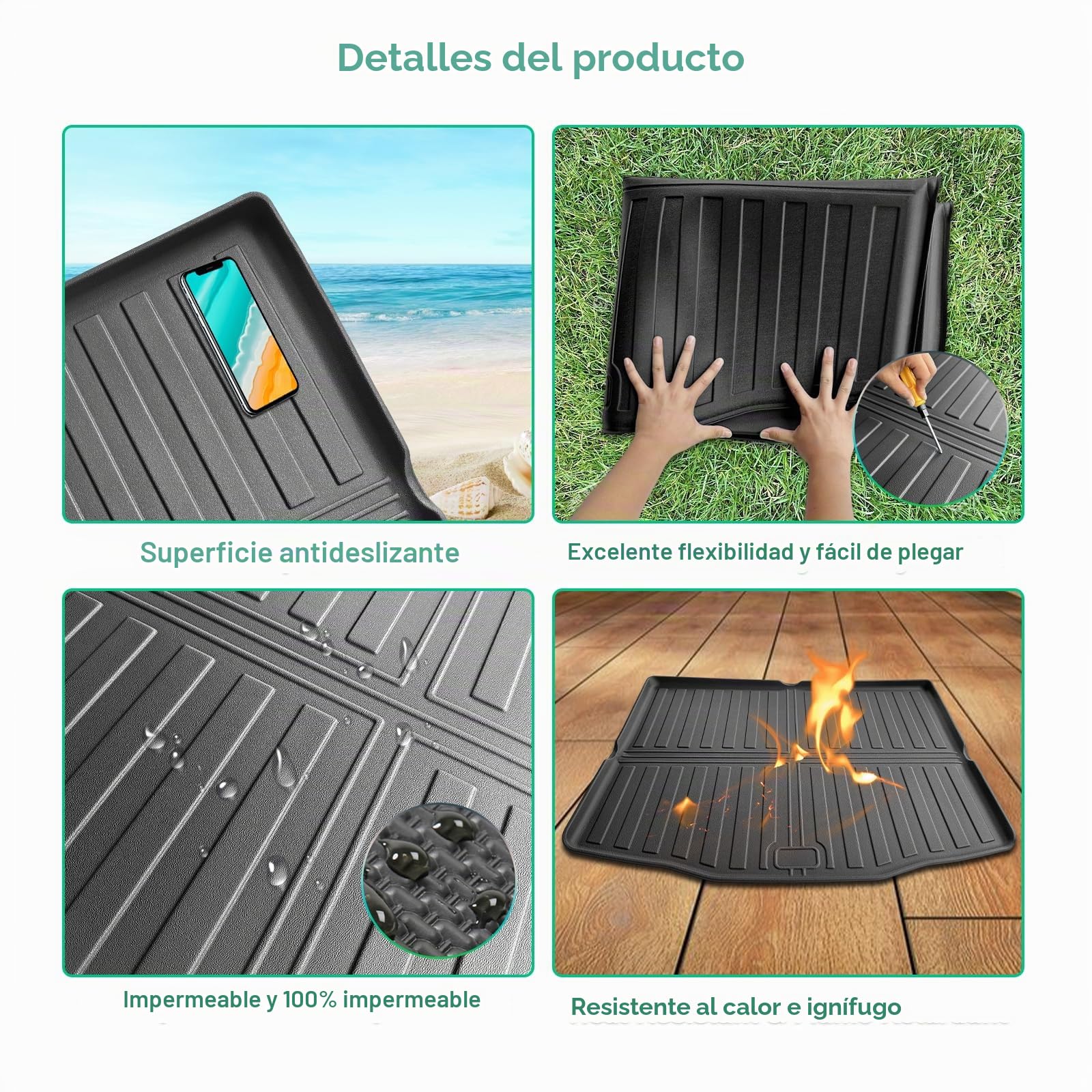 GAFAT Compatible con Ford Kugα 3 III ST Line X 2020-2024 2025 2026 Alfombrillas para Maletero, Fácil de Plegar, Kugα MK3 Hybird PHEV Alfombras Goma TPE Todo de Clima, Originale Escaneo 3D Borde Alto