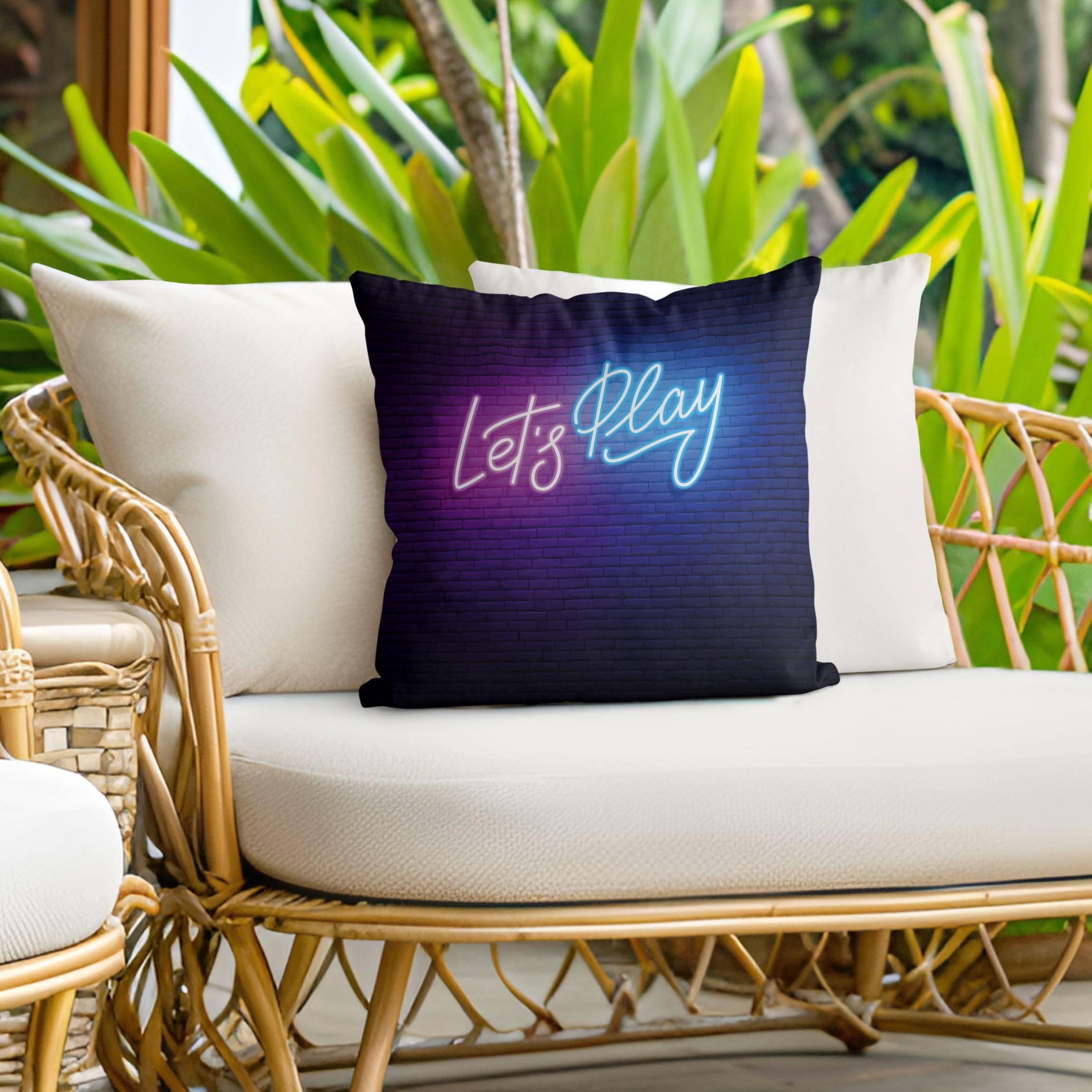 Dekokissen drinnen/Indoor waschbar Sprüche mit Füllung Zierkissen - Made in Germany - Design Bezug pink Sofakissen Neon Art Indoor Sofa Bett 1795