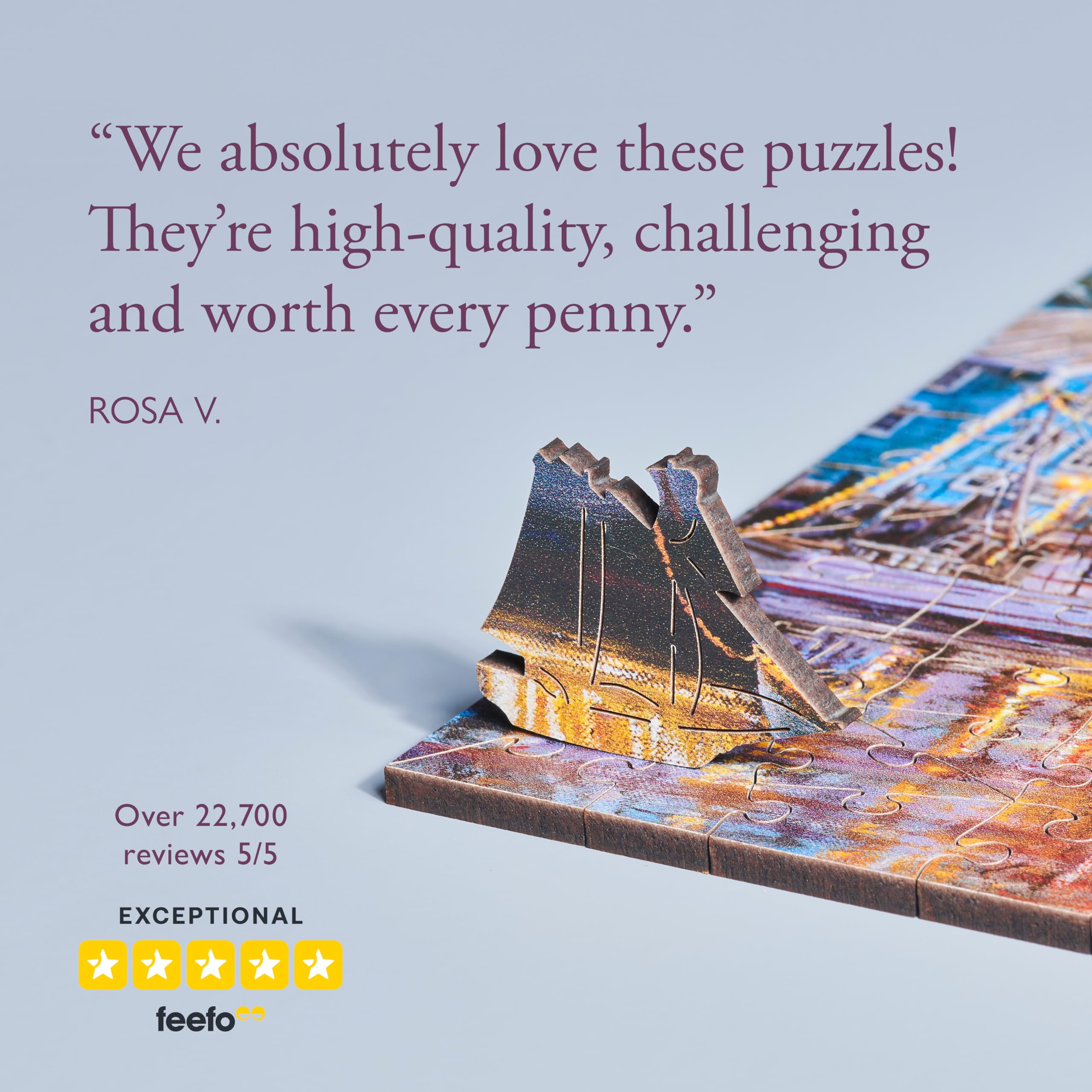 Wentworth Jigsaw Puzzle - Ships Aglow - 40 Pieces - For Adults - Shaped Puzzle Pieces & Themed Whimsies - Great for a Gift - Image 3