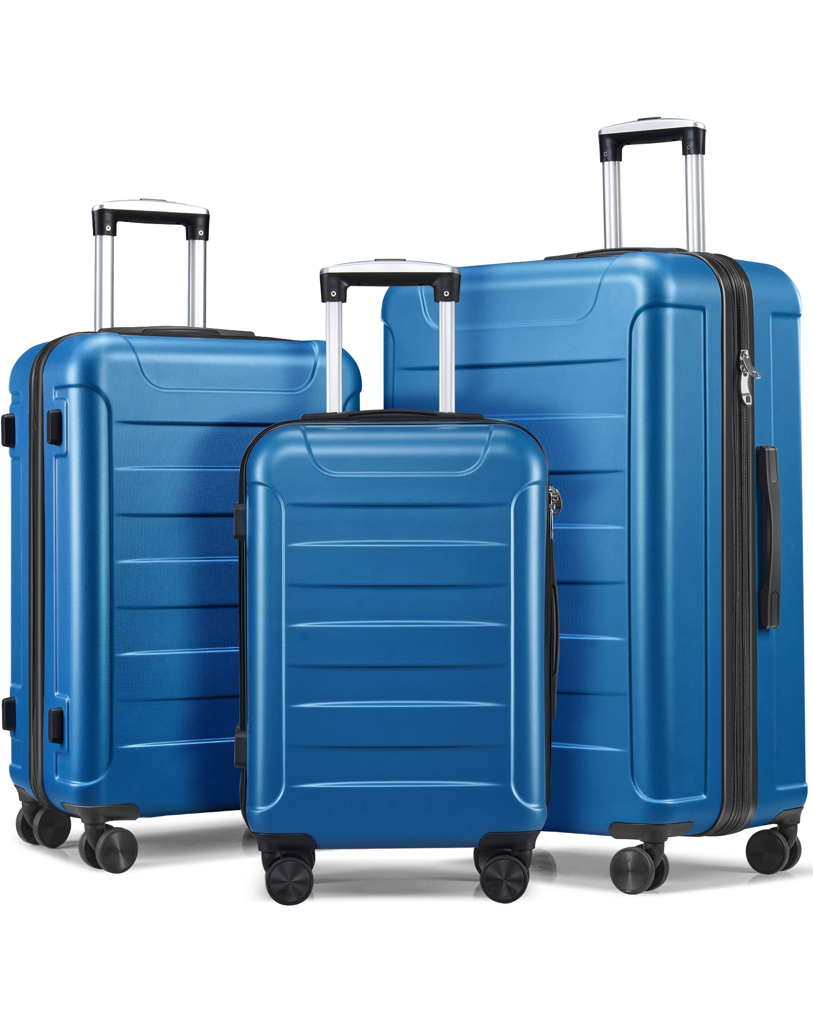 Hardside Luggage Sets, 3 Piece Luggage with Double Spinner Wheels, 20/24/28 Travel Suitcase, Light Blue