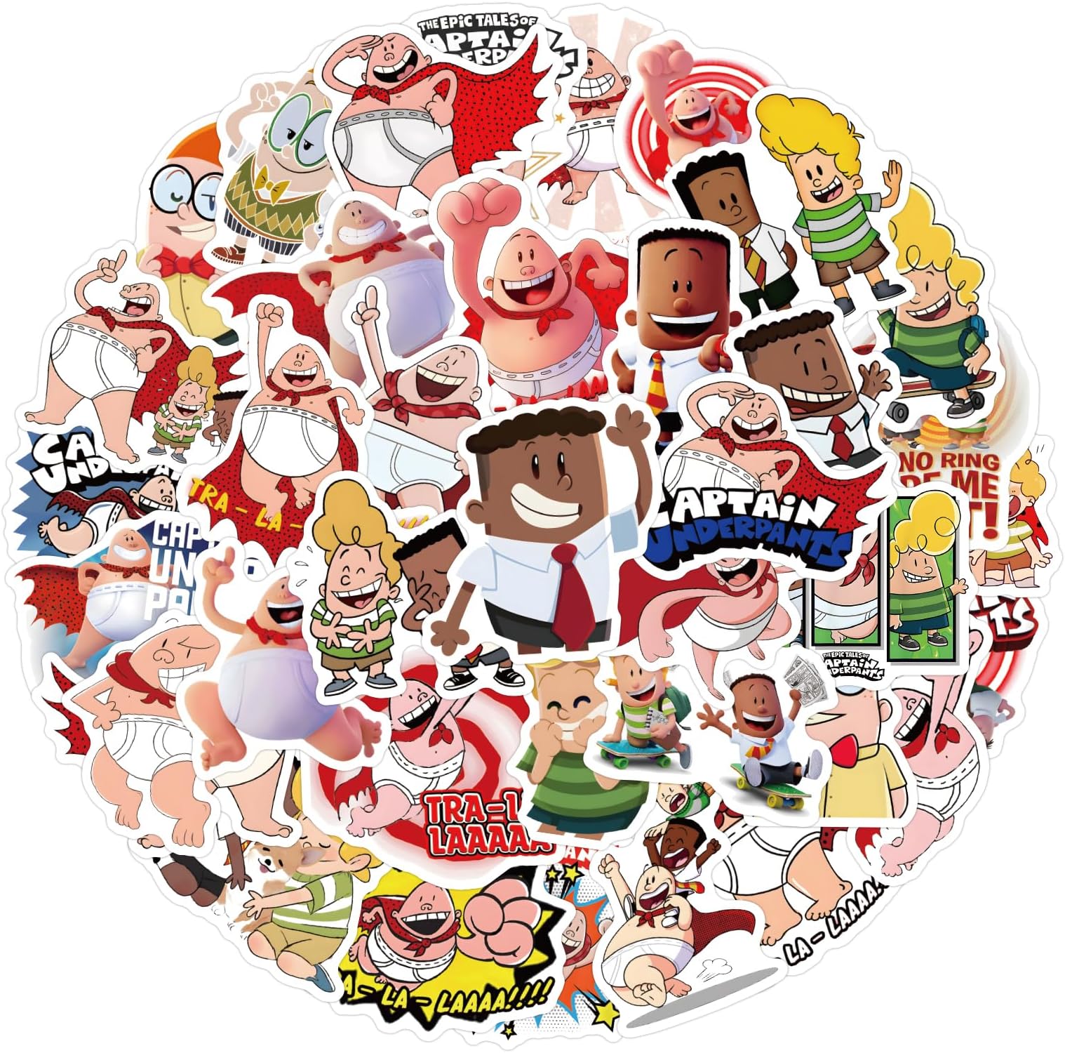 55pcs Captain Underpants Stickers for Kids Funny Cartoon Anime Stickers for Kids Boy Teens Popular Comic Character Waterproof Decals for Skateboard Water Bottles Book Laptop Phone Case