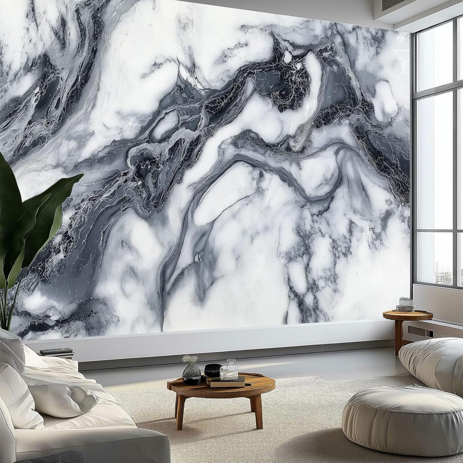 kfjhgbdshhj Marble-Effect Photo Wallpaper, wall Covering, Design Pattern Wallpaper, wall Decoration for Living Room, Bedroom, Office, Hallway, Grey, 200cm x 140cm