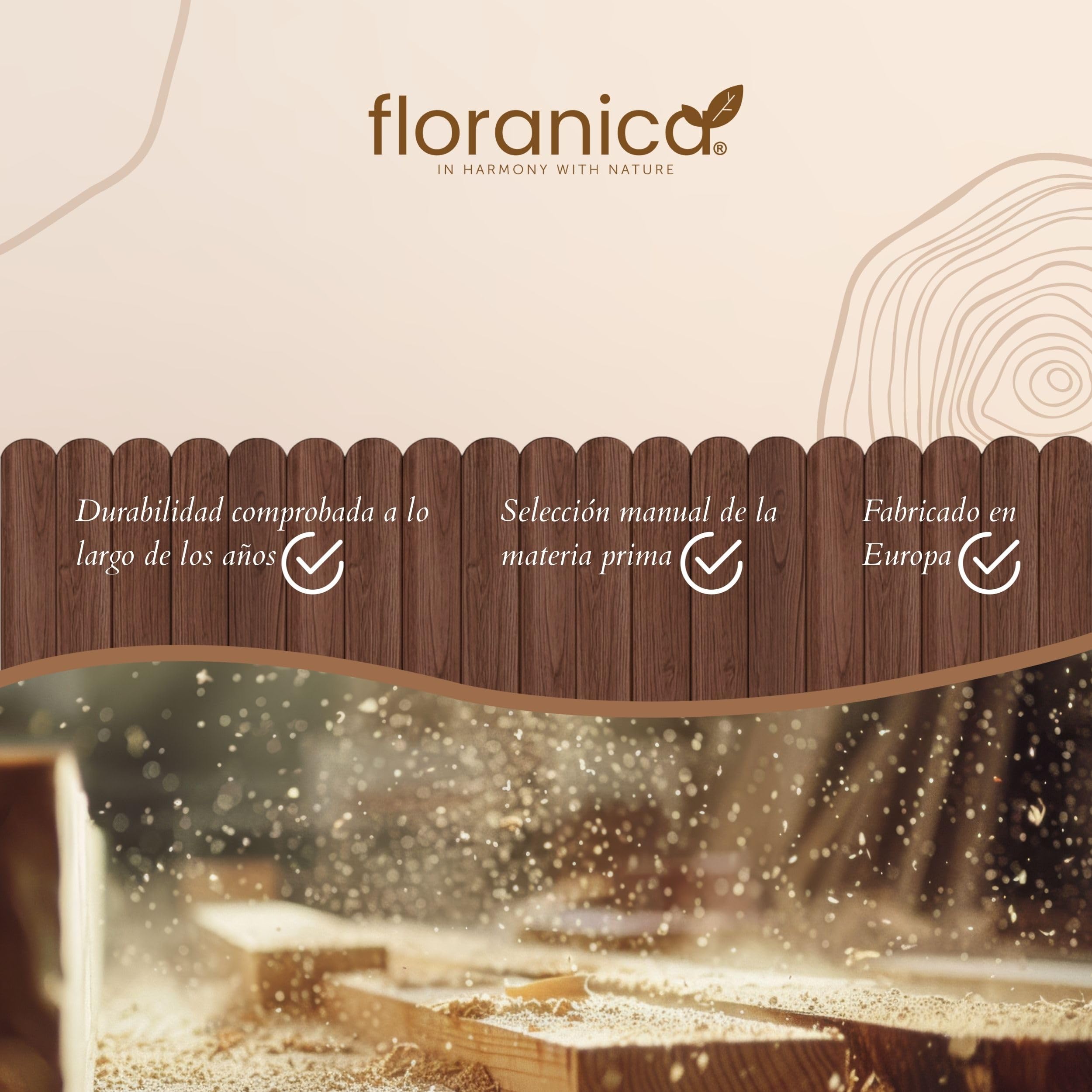 Floranica bordura para jardín 40 x 200 cm marrón Borde césped Valla de jardín Valla de Madera bordura Flexible en Rollo