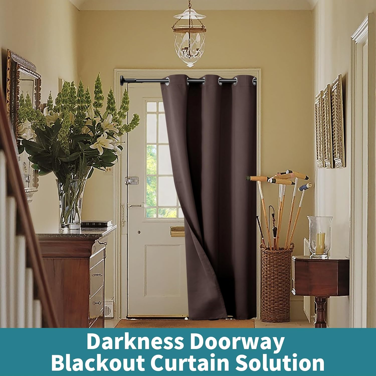 BGment Brown Door Curtain 78 Inch Length for Doorway, Bedroom Closet Curtain, Privacy Thermal Insulated Blackout Grommet Room Divider for Room Separation, 1 Panel, 40 Inch Wide