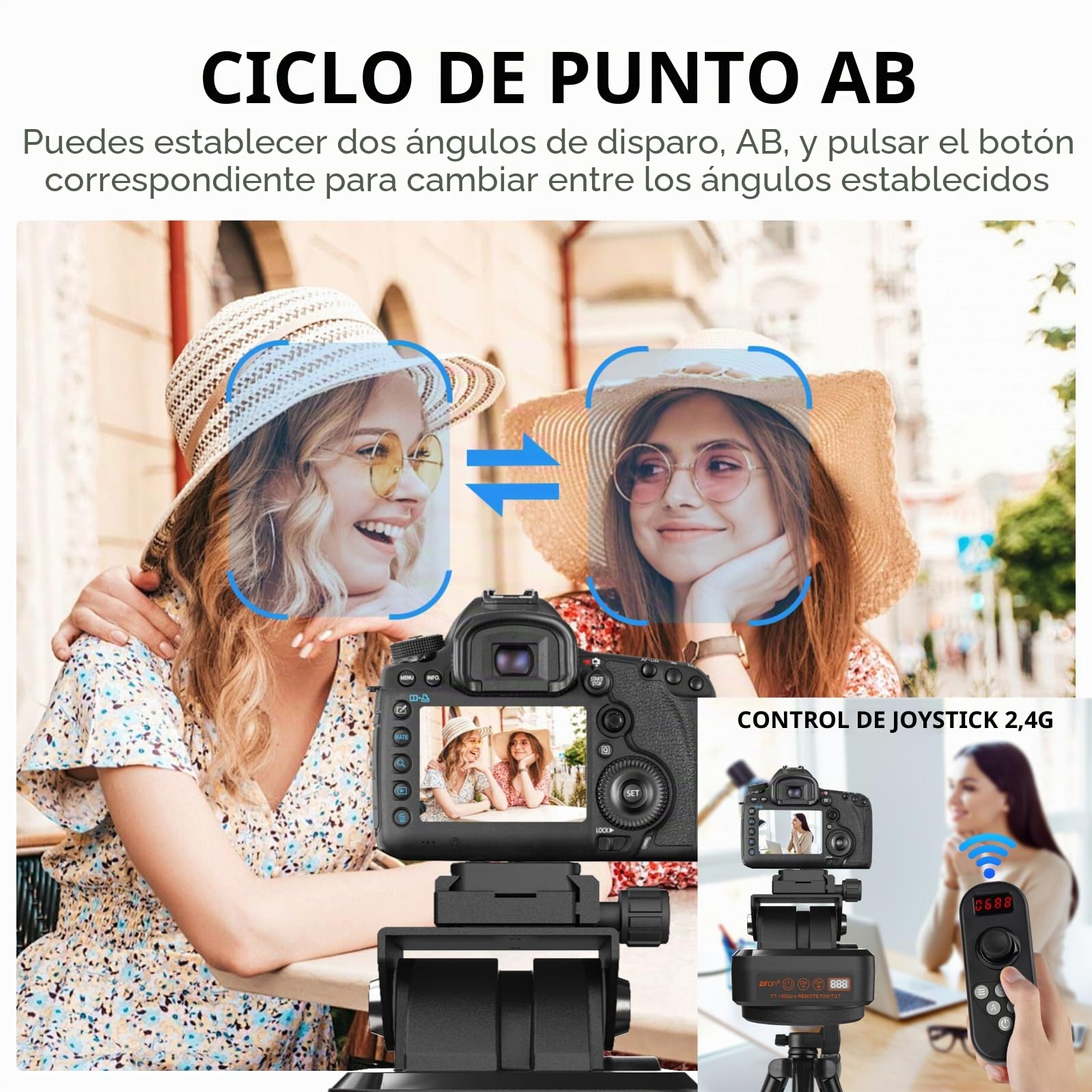 ZIFON YT1500 Pro - Trípode para cámara con mando a distancia 360°, ciclo de punto AB, 2,4G, 40 m, 2,2 kg, impermeable IP66